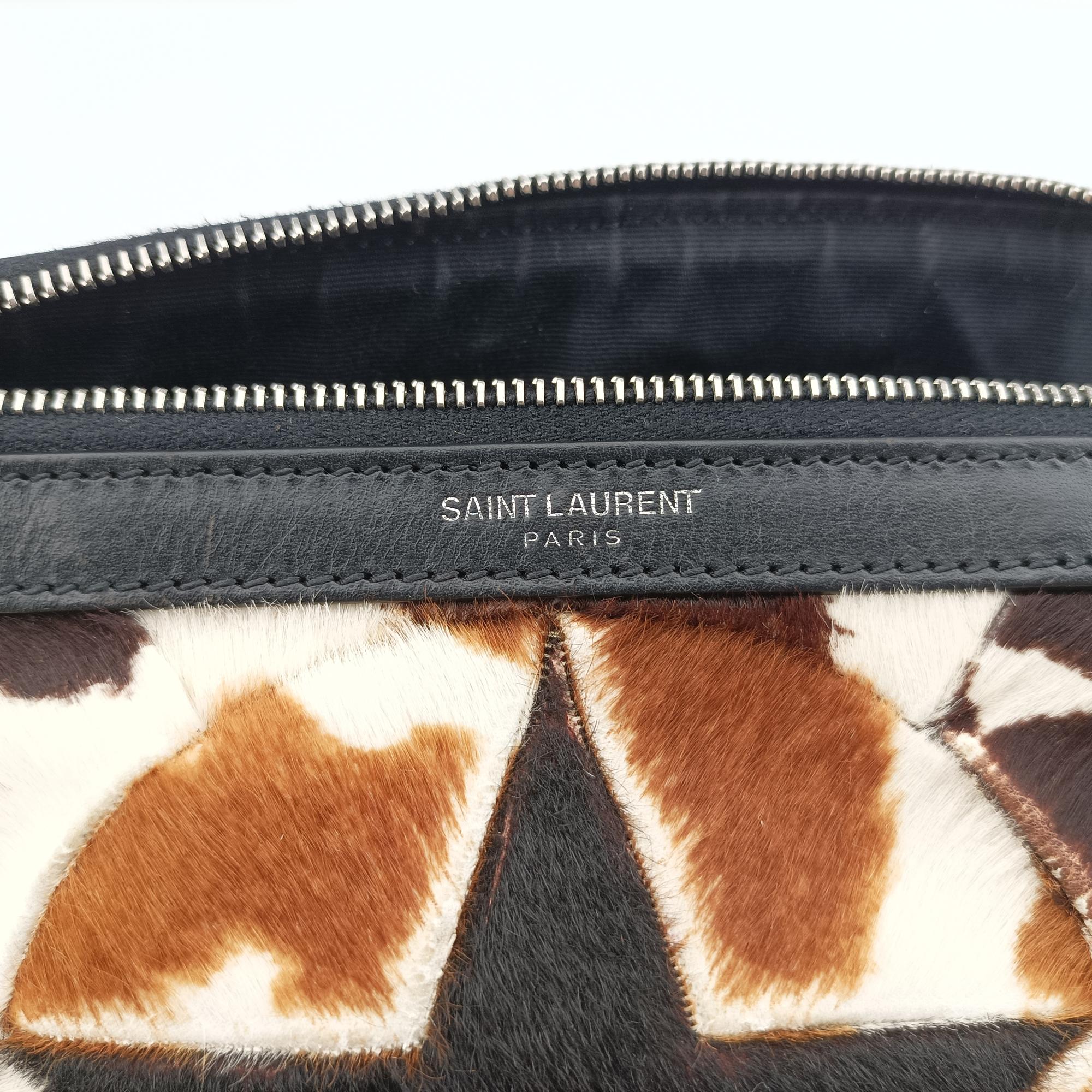 Pre-owned Yves Saint Laurent Cow Print Star Black×Multicolour ponyhair 557831 bum bag/waist bag | stylenewstar