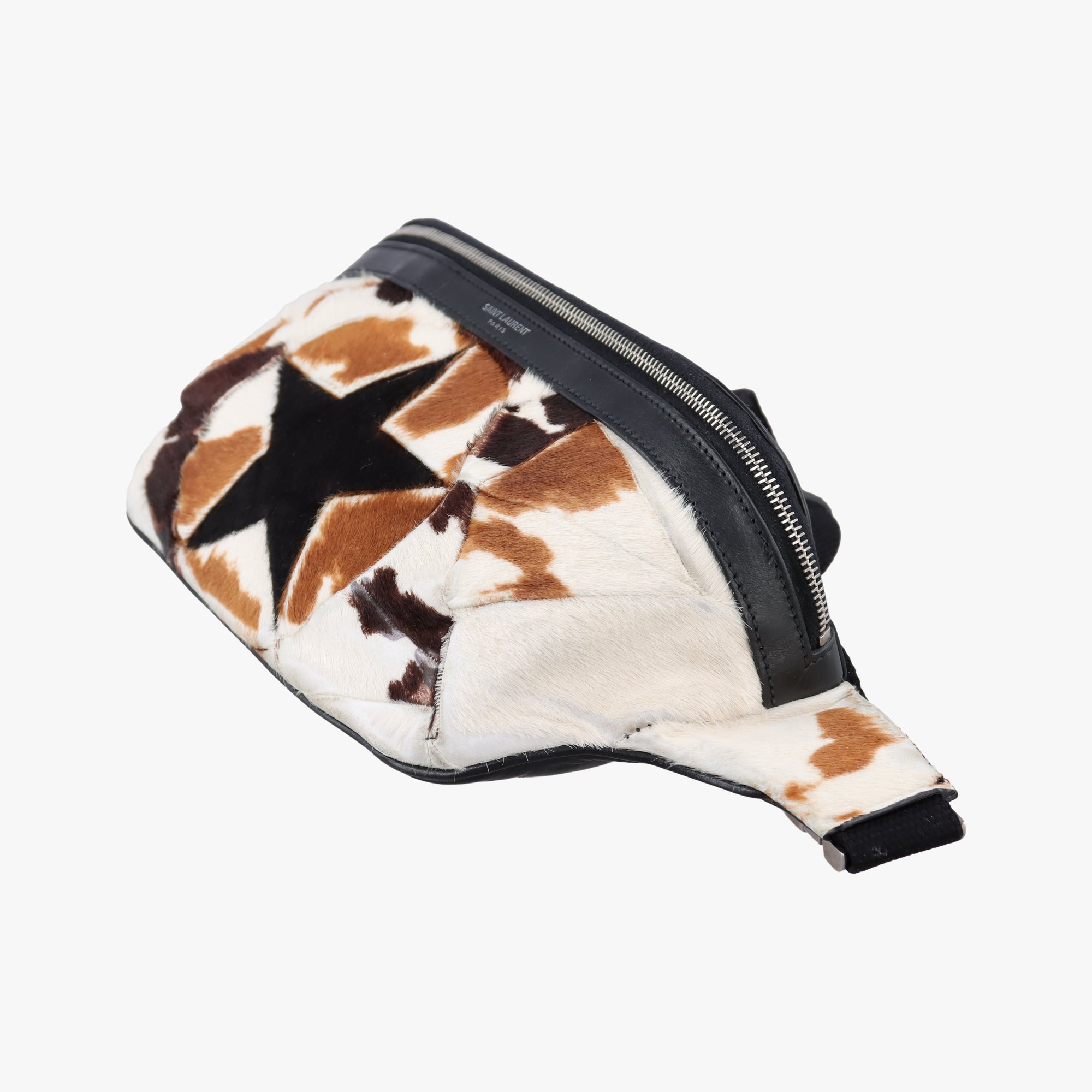 Pre-owned Yves Saint Laurent Cow Print Star Black×Multicolour ponyhair 557831 bum bag/waist bag | stylenewstar