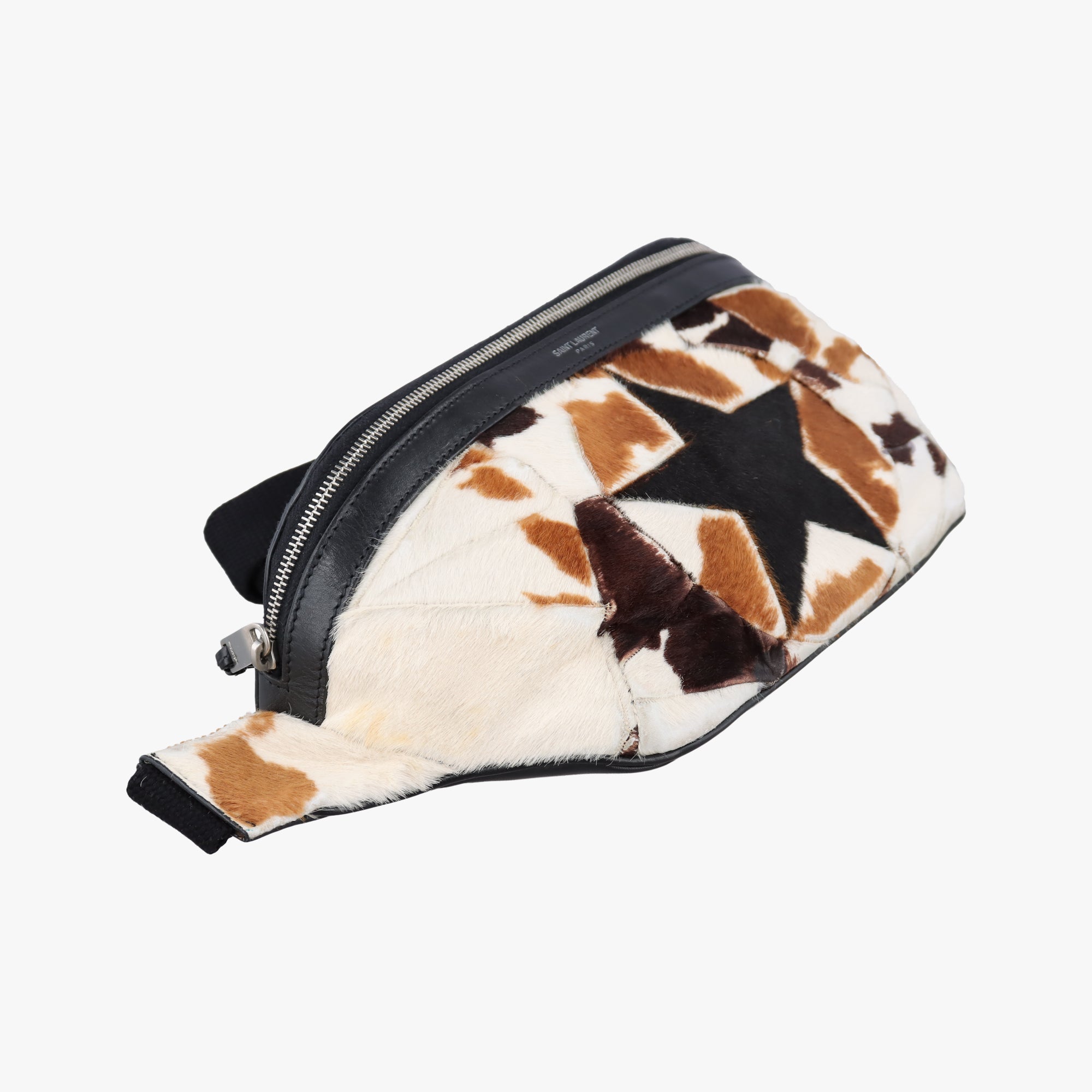Pre-owned Yves Saint Laurent Cow Print Star Black×Multicolour ponyhair 557831 bum bag/waist bag | stylenewstar