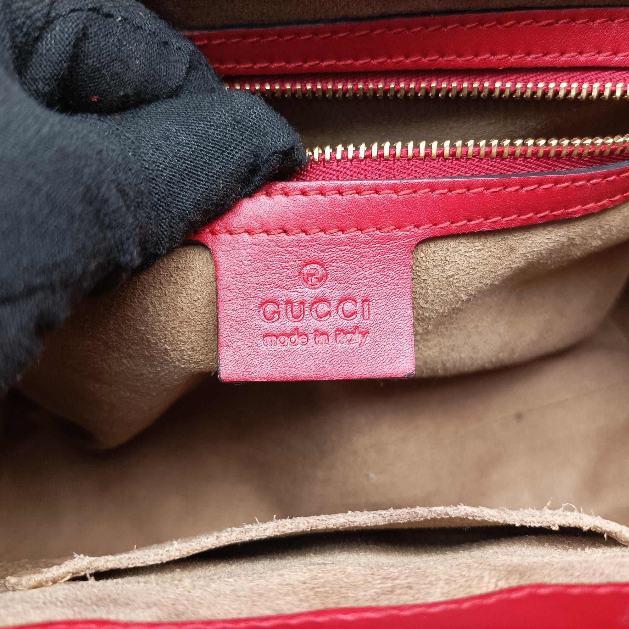 Pre-owned Gucci Padlock Beige × Red × Multi PVC coated canvas×leather 453188 shoulderbag | stylenewstar