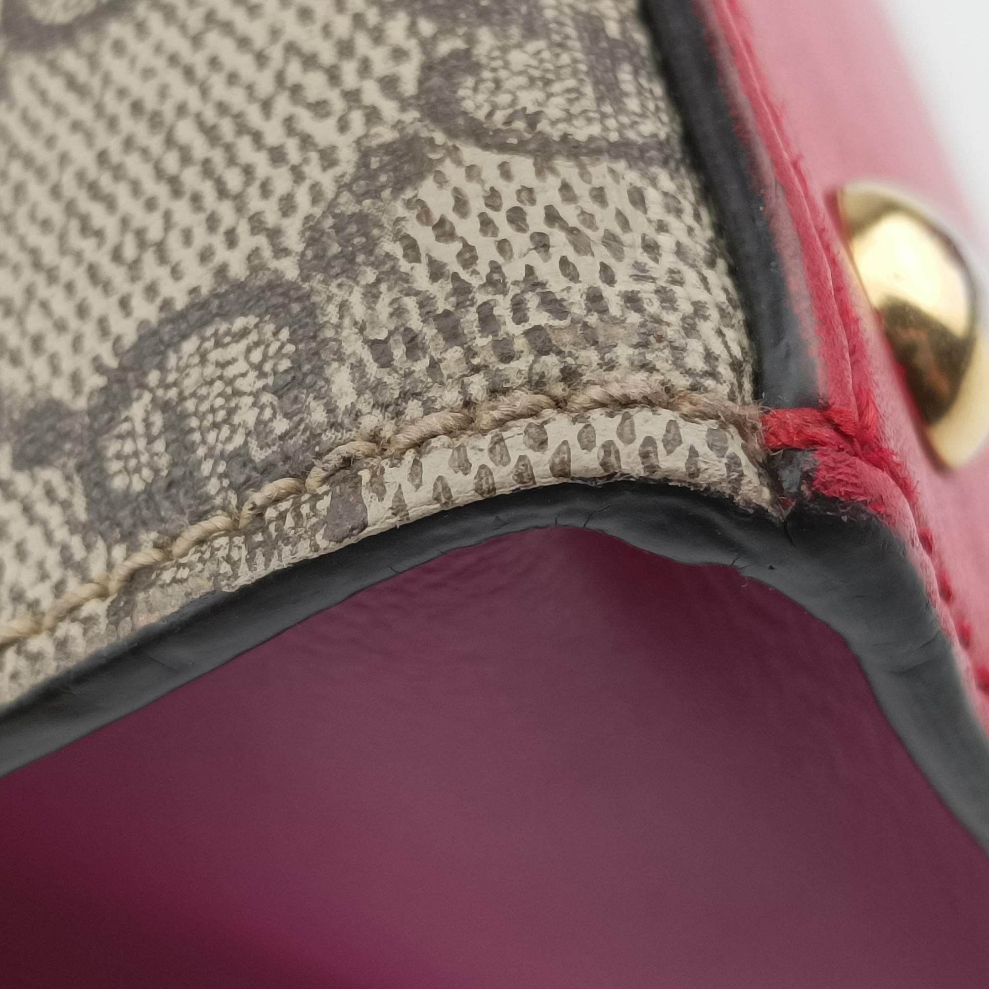 Pre-owned Gucci Padlock Beige × Red × Multi PVC coated canvas×leather 453188 shoulderbag | stylenewstar