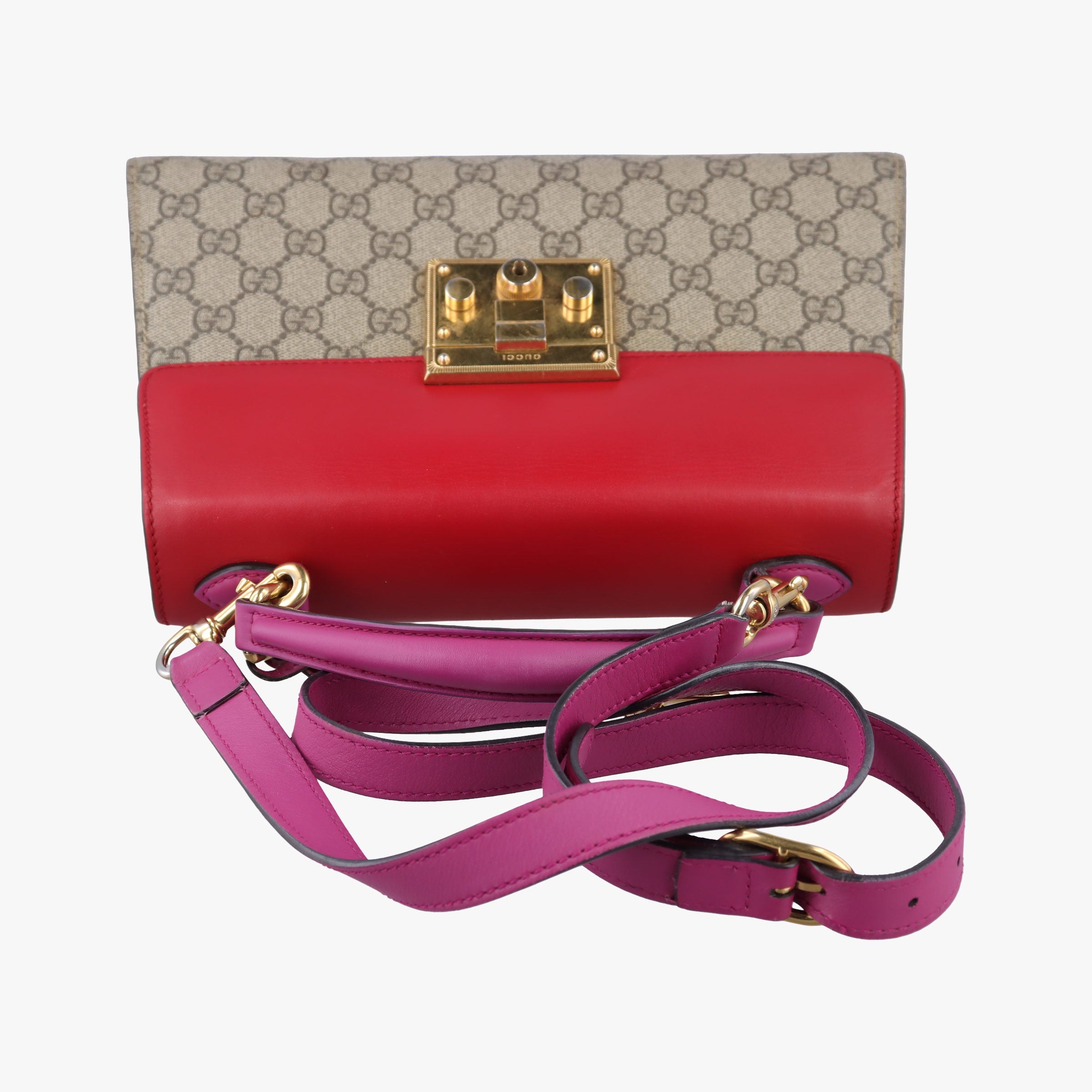 Pre-owned Gucci Padlock Beige × Red × Multi PVC coated canvas×leather 453188 shoulderbag | stylenewstar