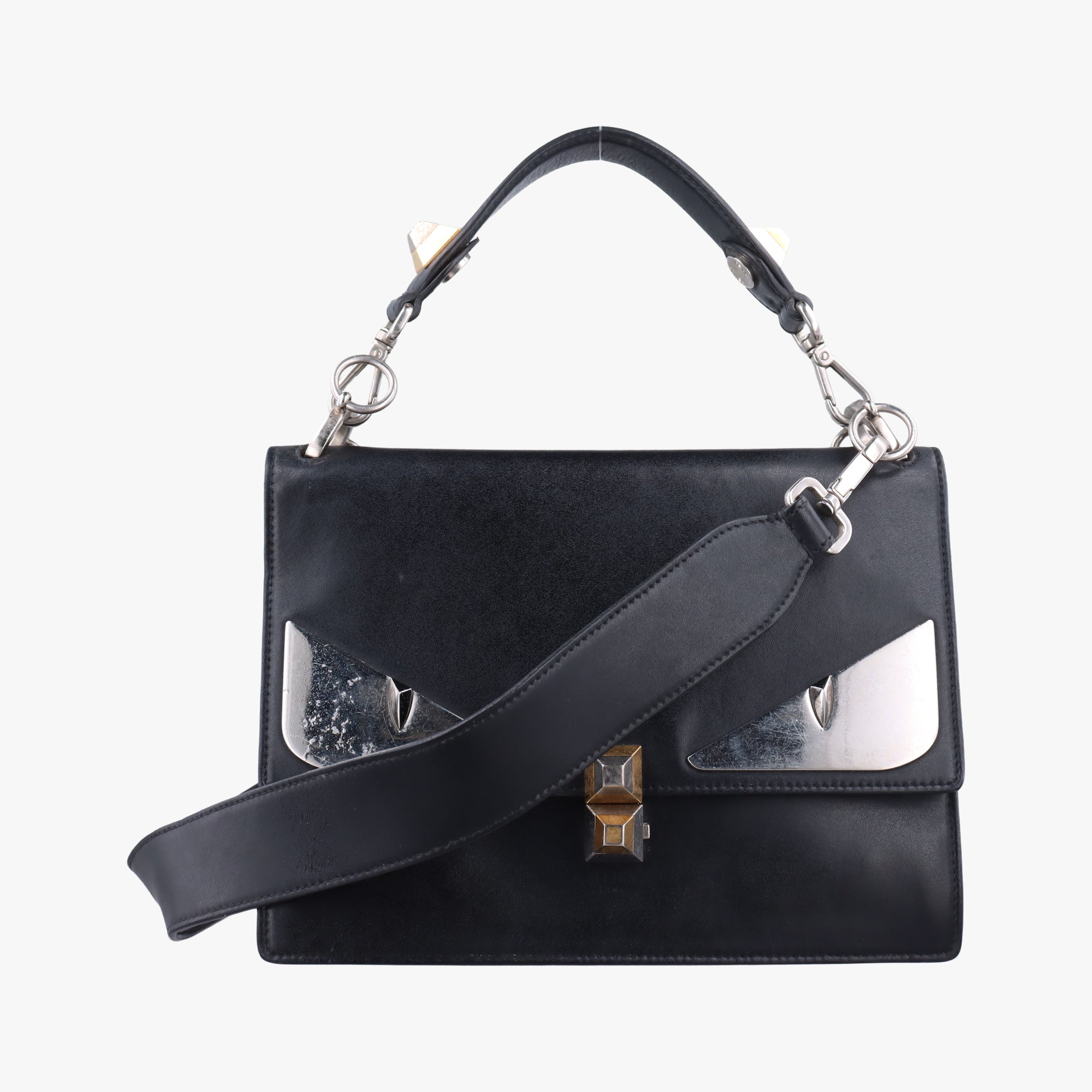 Vintage Fendi Kan I Black Leather 8BT283 shoulderbag | stylenewstar