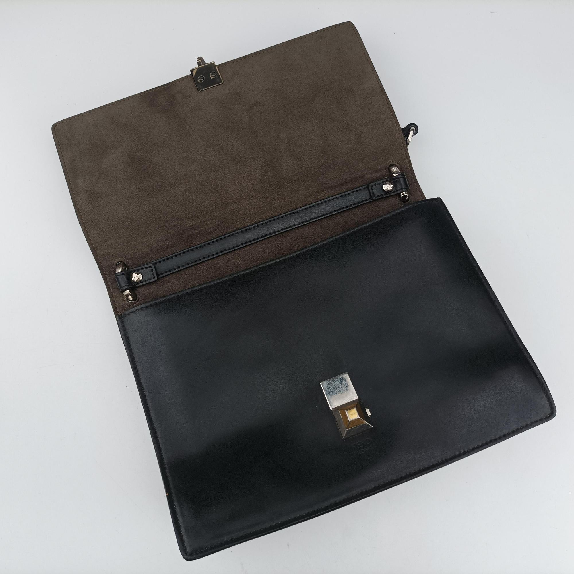 Vintage Fendi Kan I Black Leather 8BT283 shoulderbag | stylenewstar