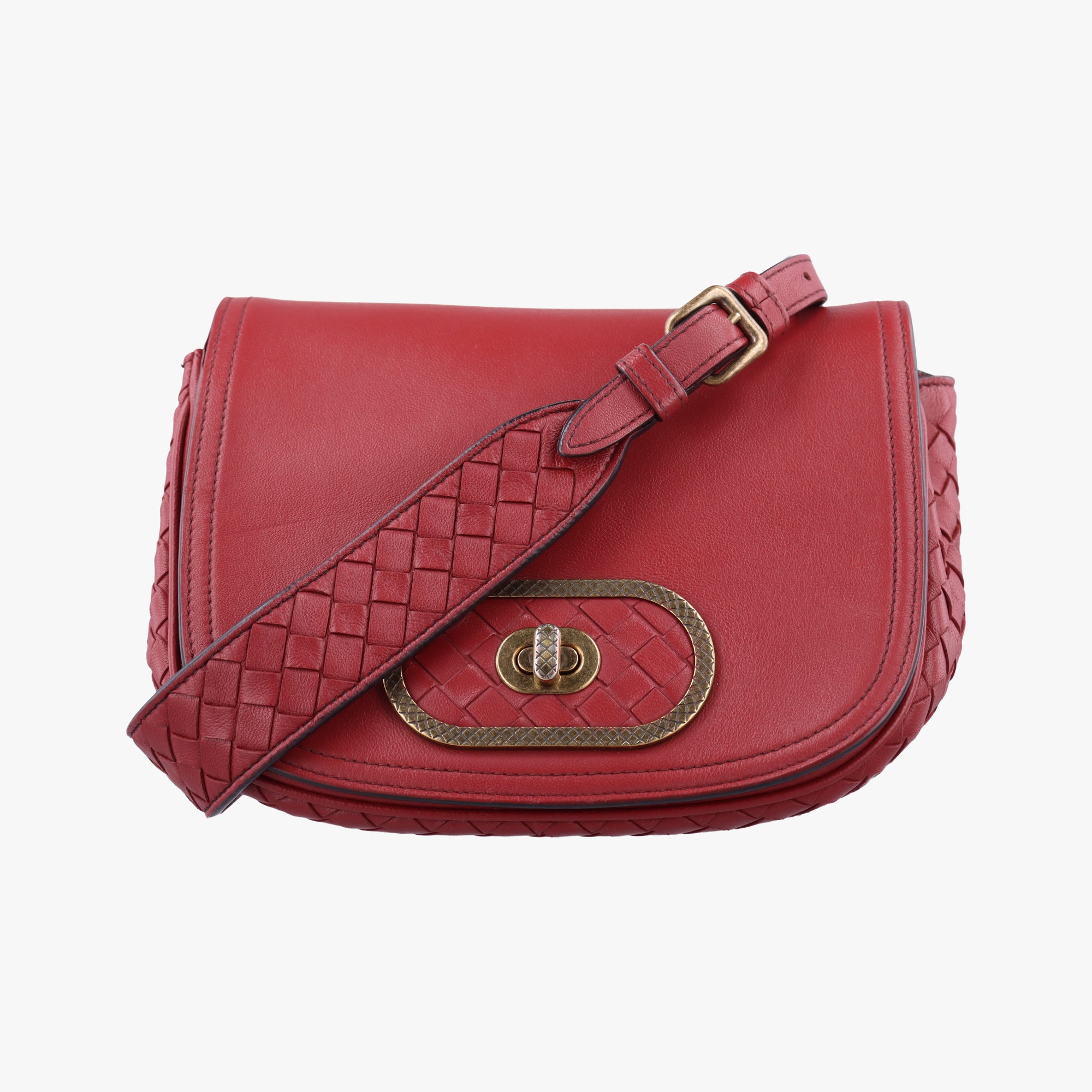 Vintage Bottega Veneta Luna Intrecciato Red lambskin  shoulderbag | stylenewstar
