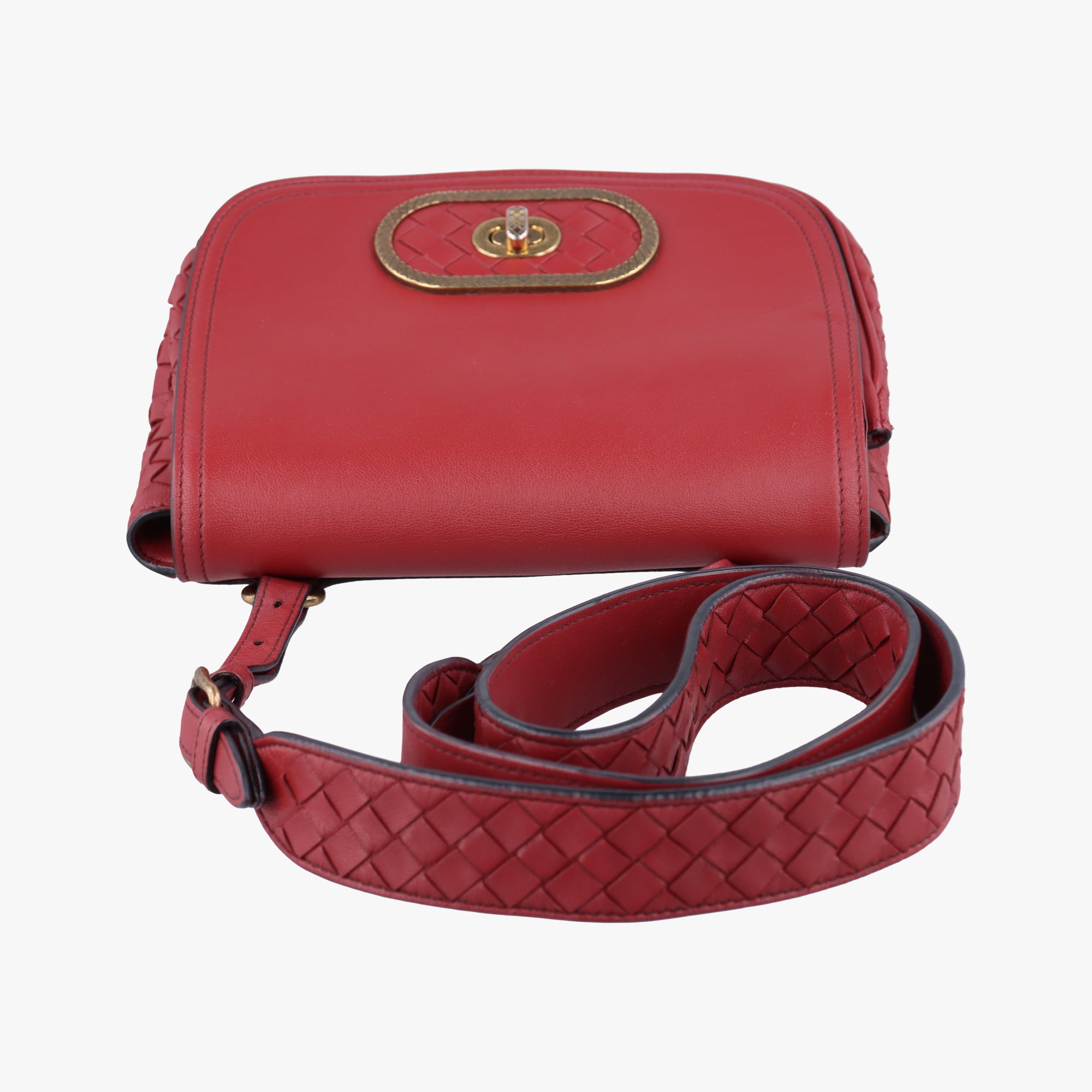 Vintage Bottega Veneta Luna Intrecciato Red lambskin  shoulderbag | stylenewstar