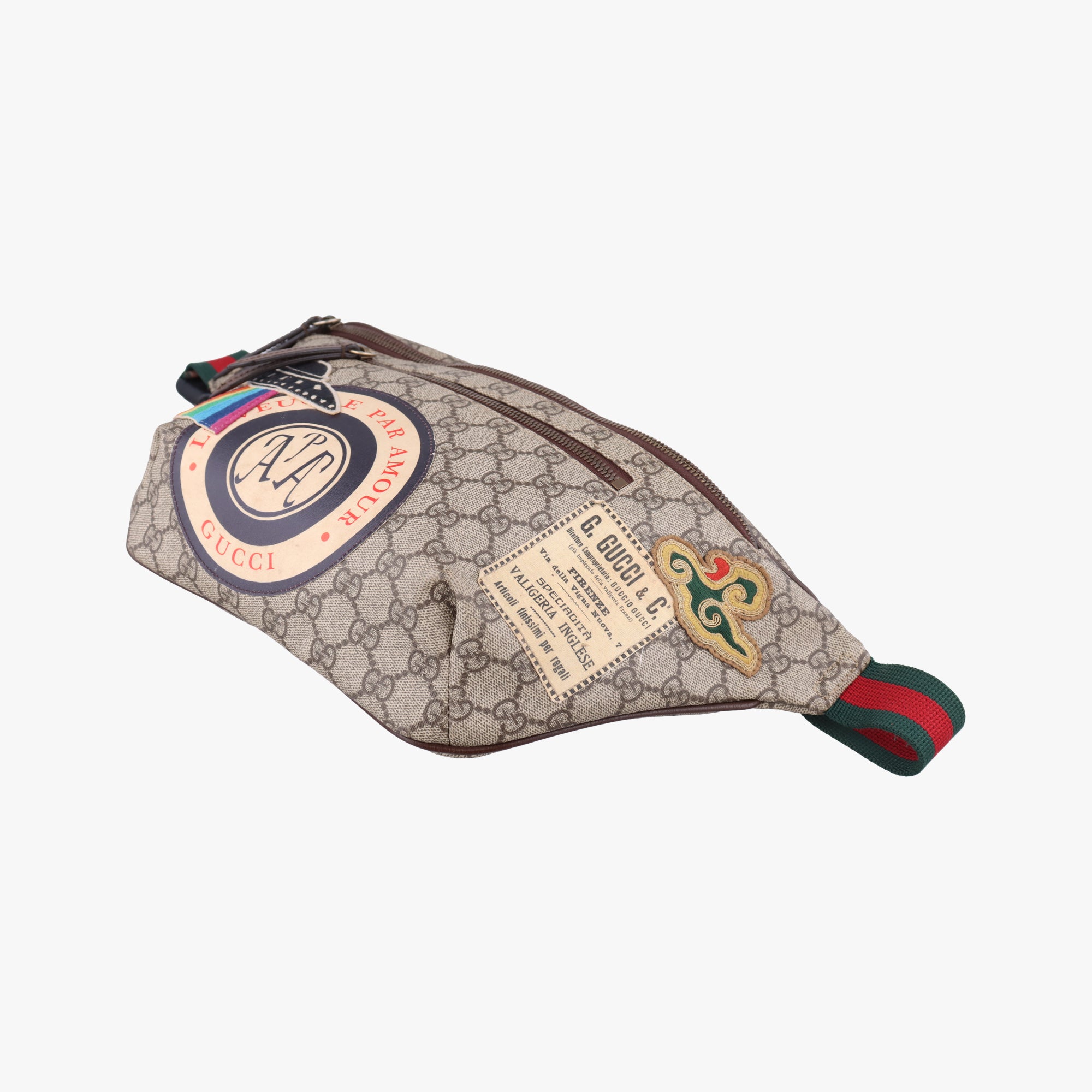 Pre-owned Gucci GG Supreme Courrier beige×Multicolour PVC coated canvas 529711 bum bag/waist bag | stylenewstar