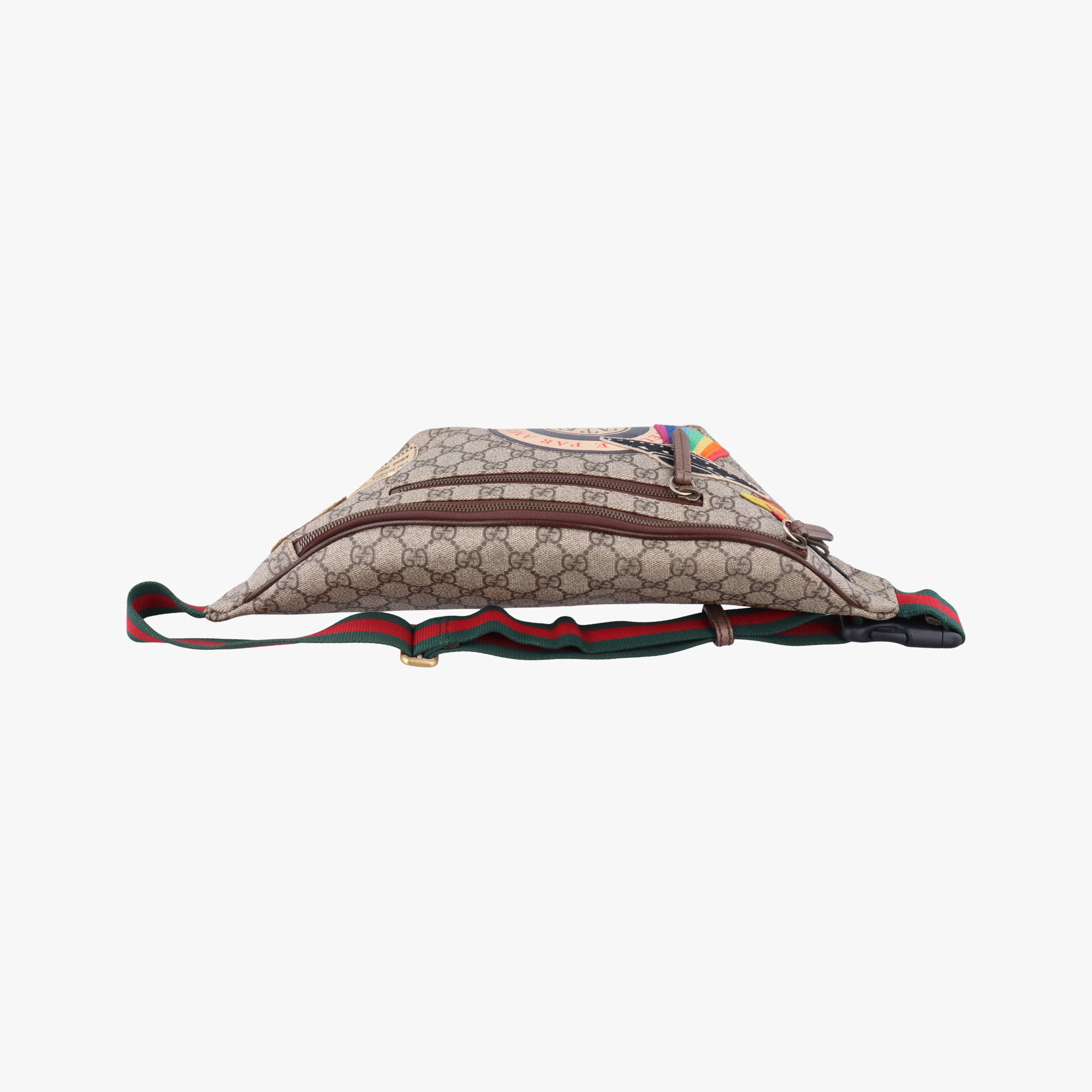 Pre-owned Gucci GG Supreme Courrier beige×Multicolour PVC coated canvas 529711 bum bag/waist bag | stylenewstar