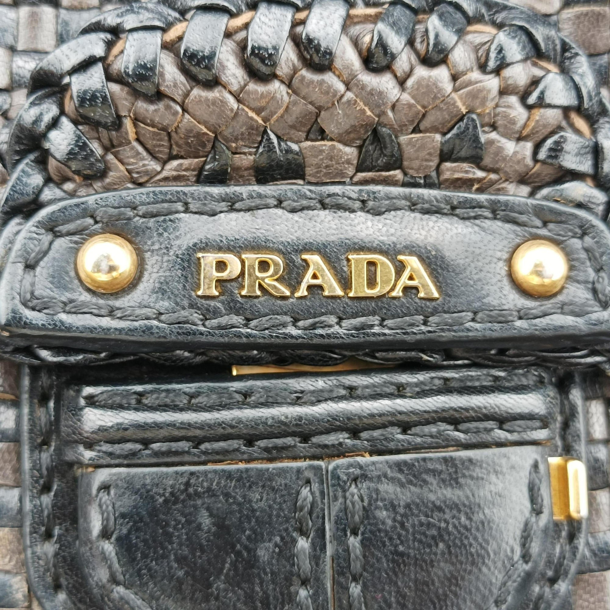 Pre-owned Prada Madras Brown leather  shoulderbag | stylenewstar