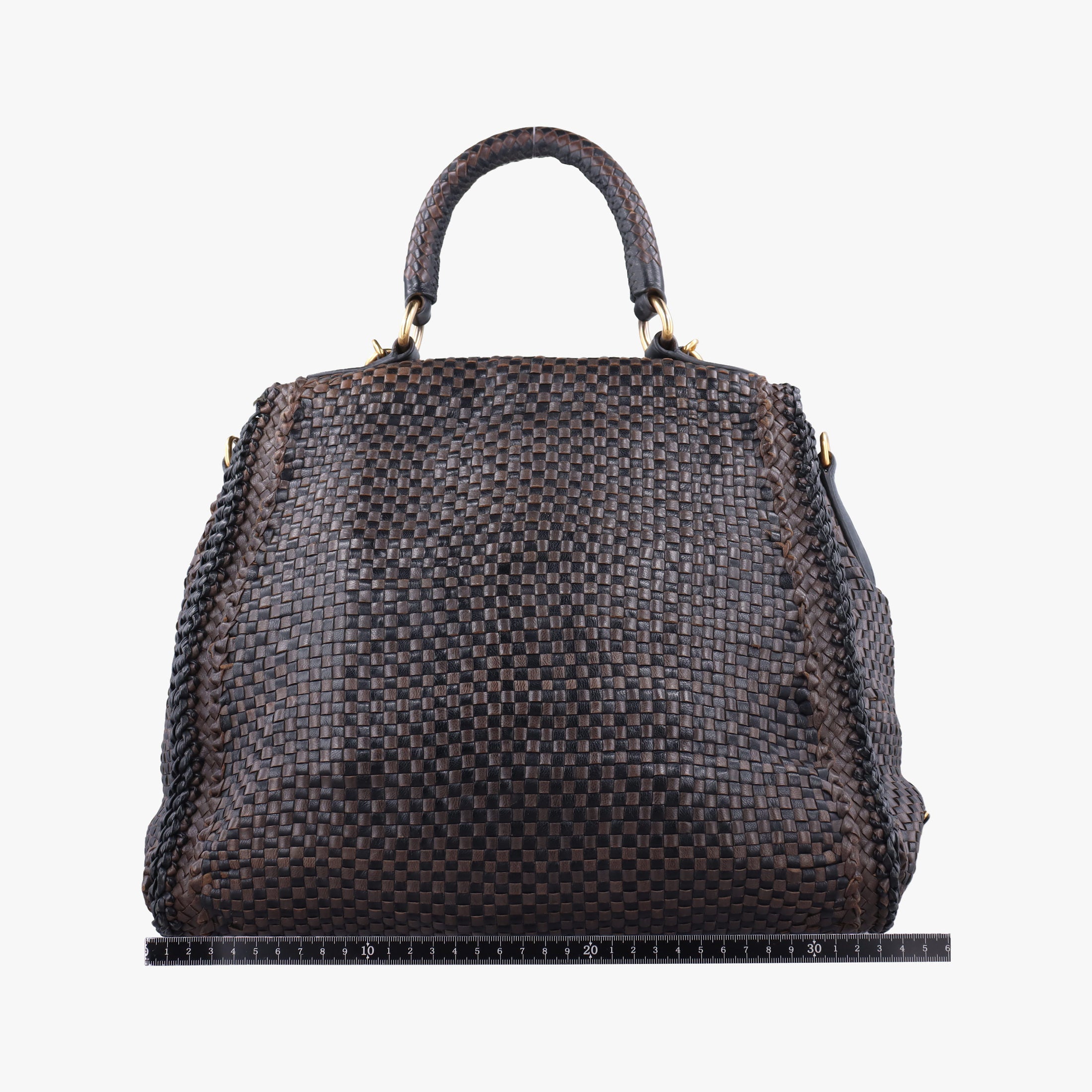 Pre-owned Prada Madras Brown leather  shoulderbag | stylenewstar