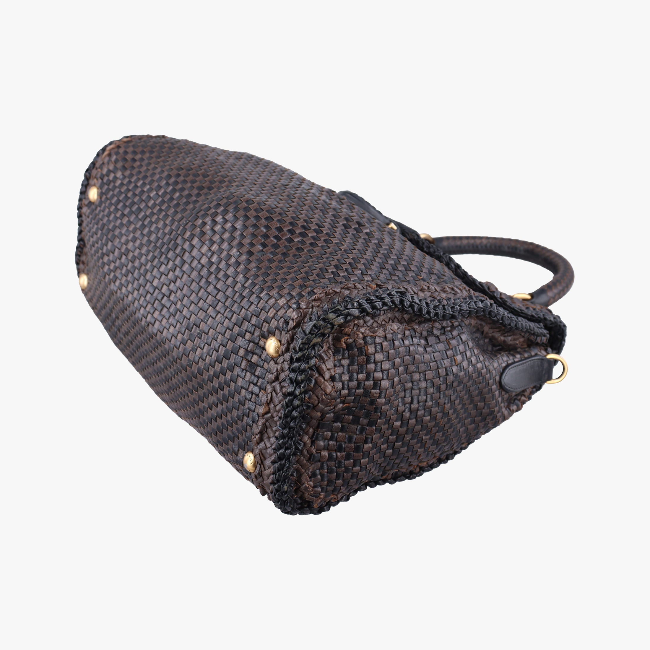 Pre-owned Prada Madras Brown leather  shoulderbag | stylenewstar