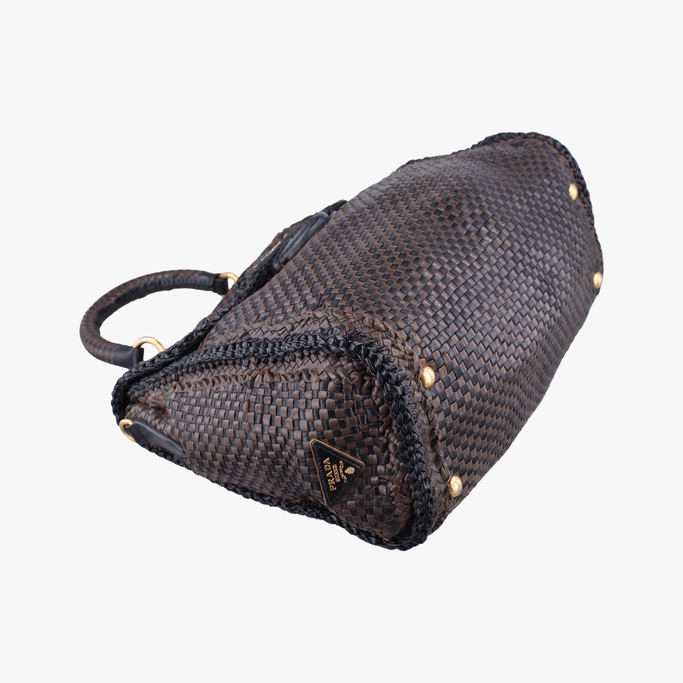 Pre-owned Prada Madras Brown leather  shoulderbag | stylenewstar