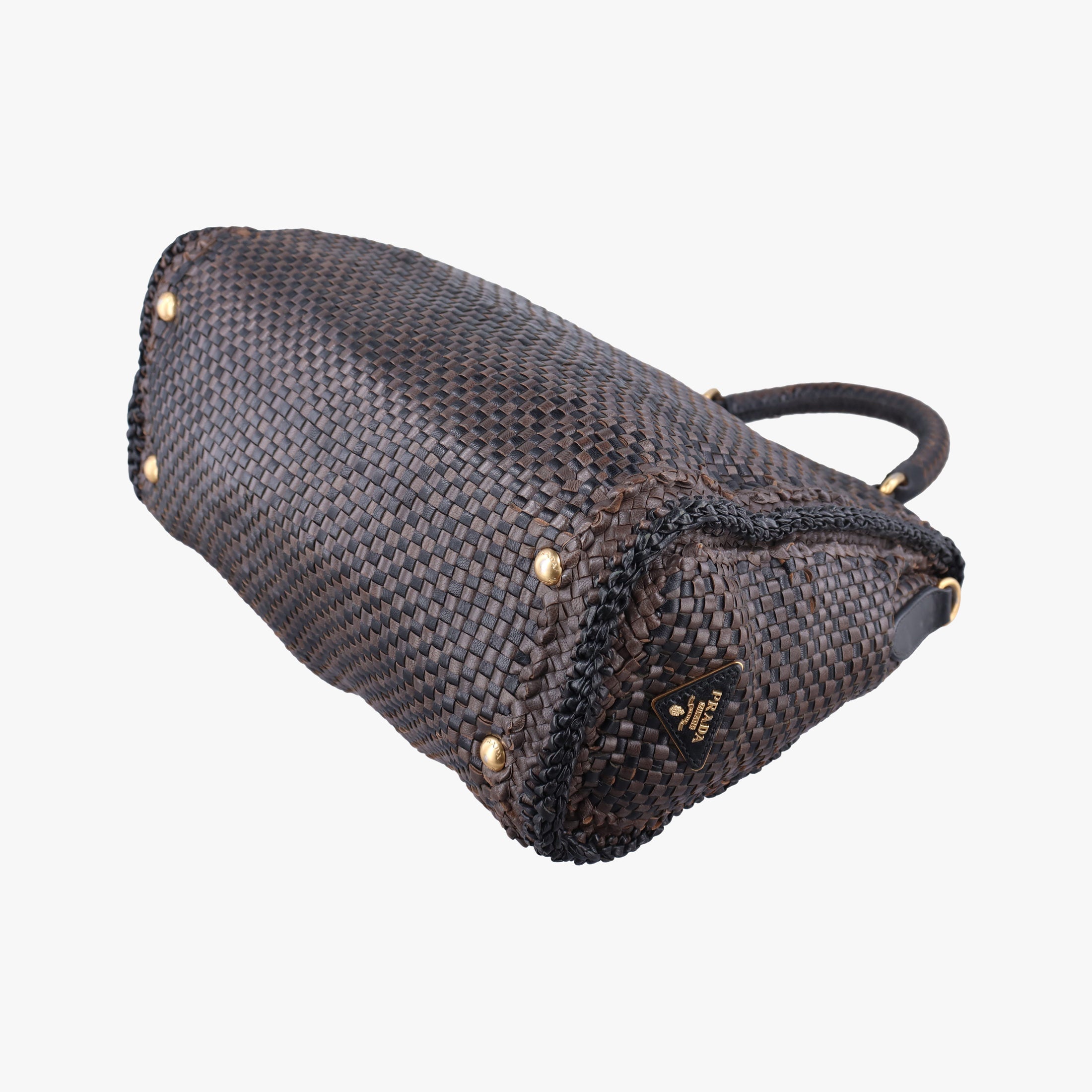 Pre-owned Prada Madras Brown leather  shoulderbag | stylenewstar