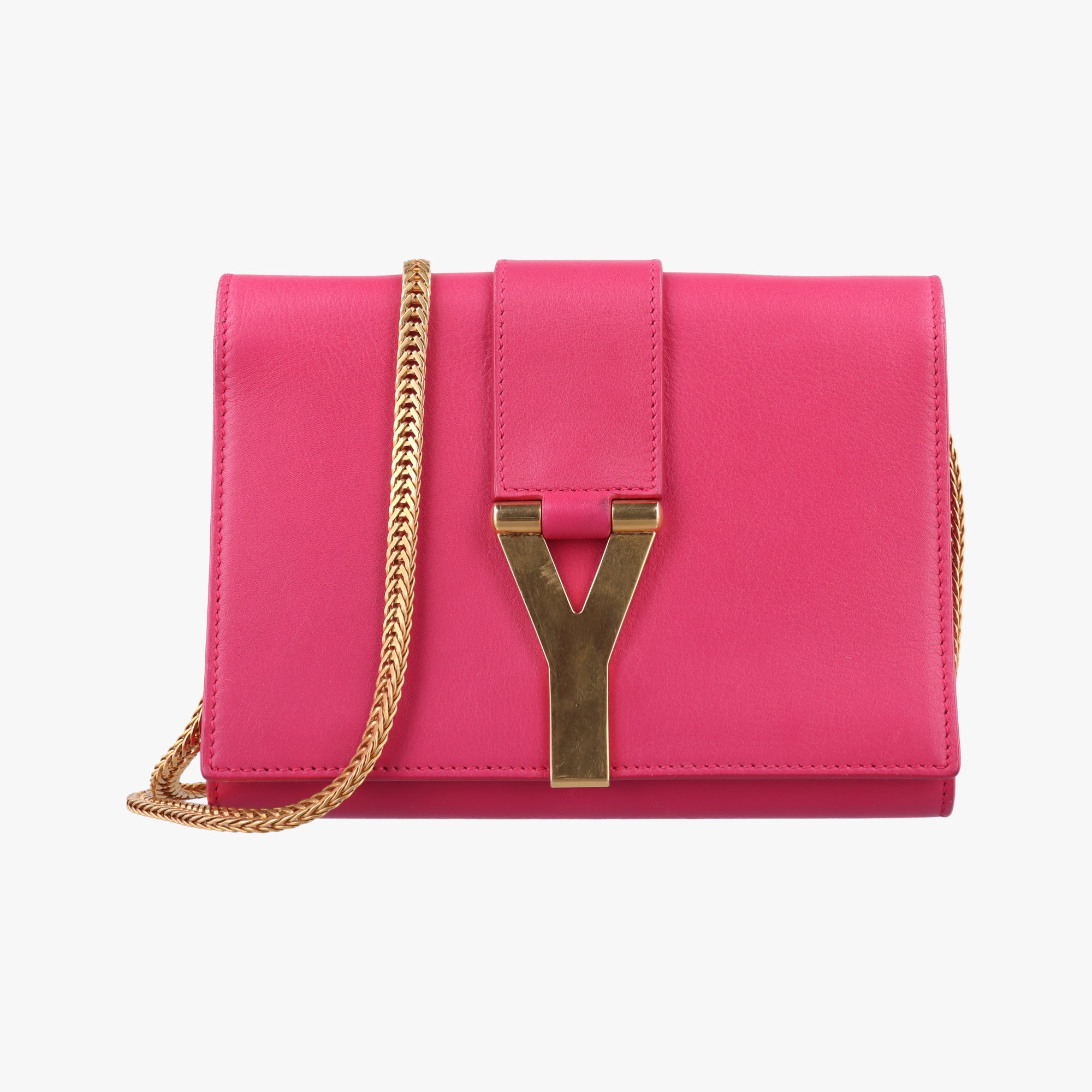 Pre-owned Yves Saint Laurent Y Line Pink Leather 311215 shoulderbag | stylenewstar