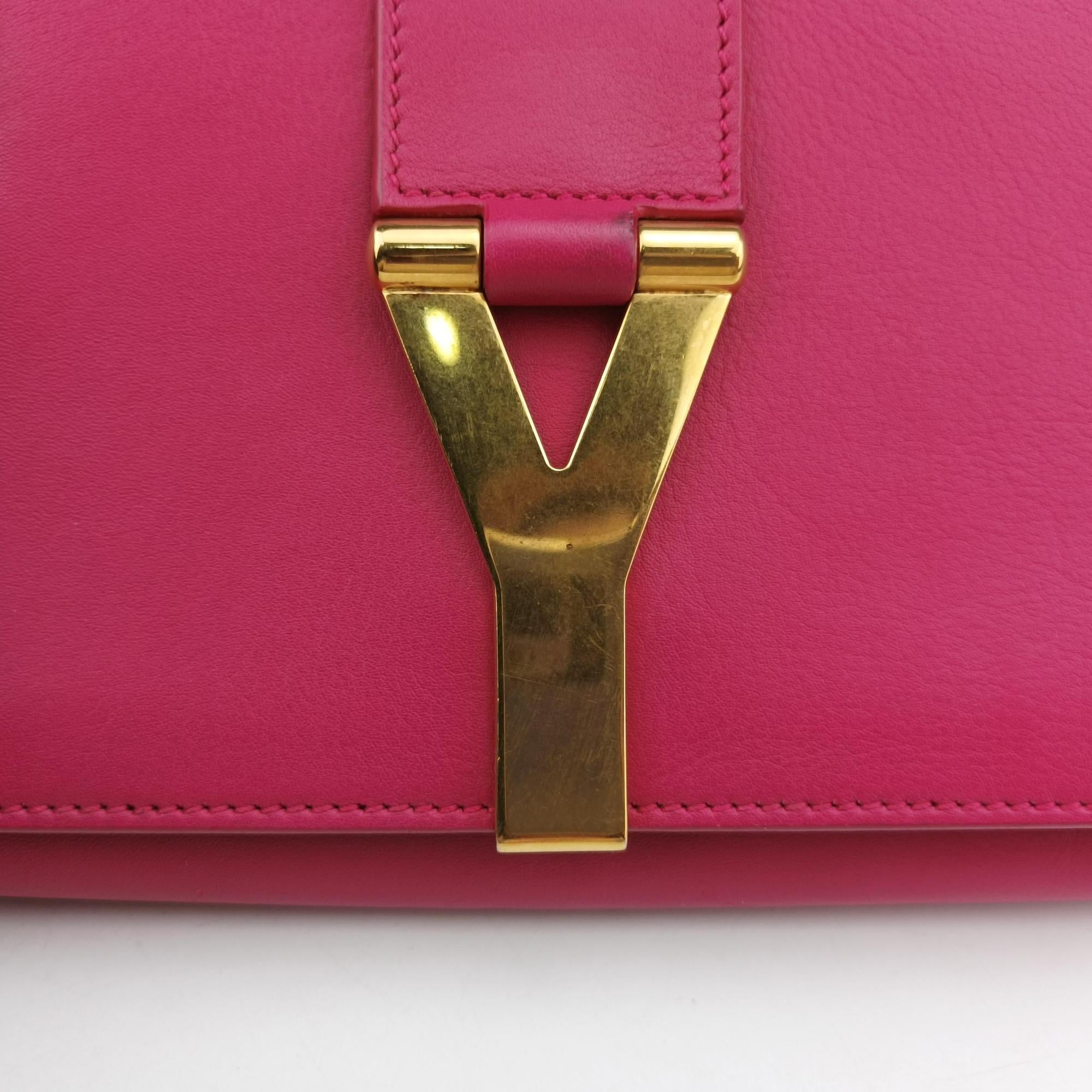 Pre-owned Yves Saint Laurent Y Line Pink Leather 311215 shoulderbag | stylenewstar