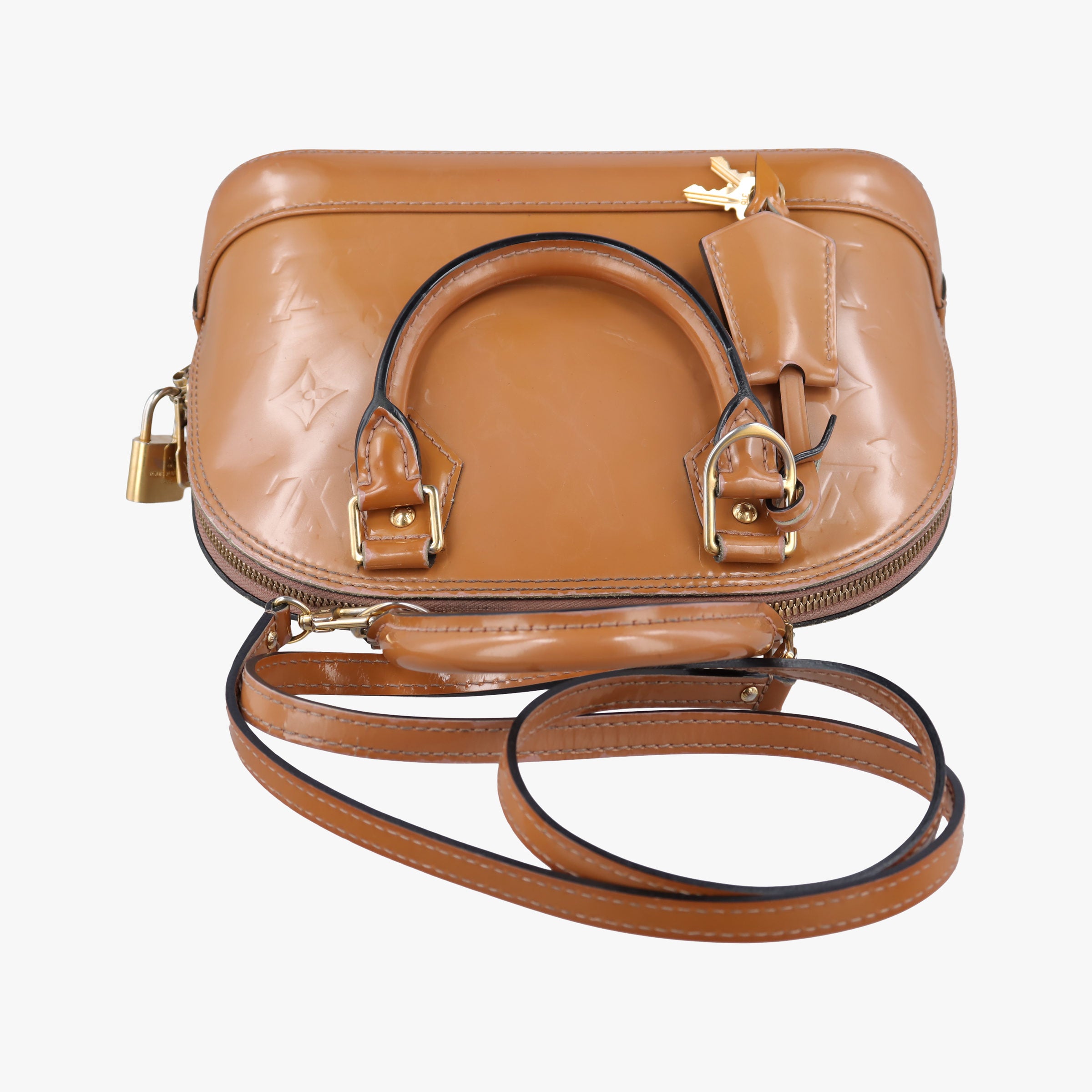Pre-owned Louis Vuitton Alma BB Rose Velours Vernis M91585 shoulderbag | stylenewstar