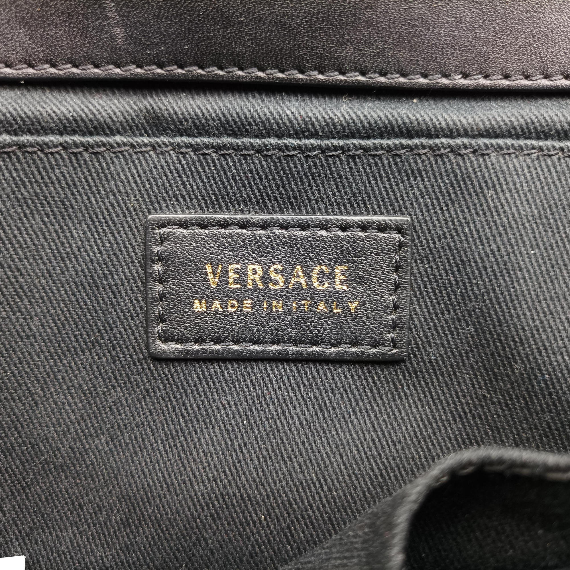 Pre-owned VERSACE Baroque Medusa blue×Multicolour denim  shoulderbag | stylenewstar