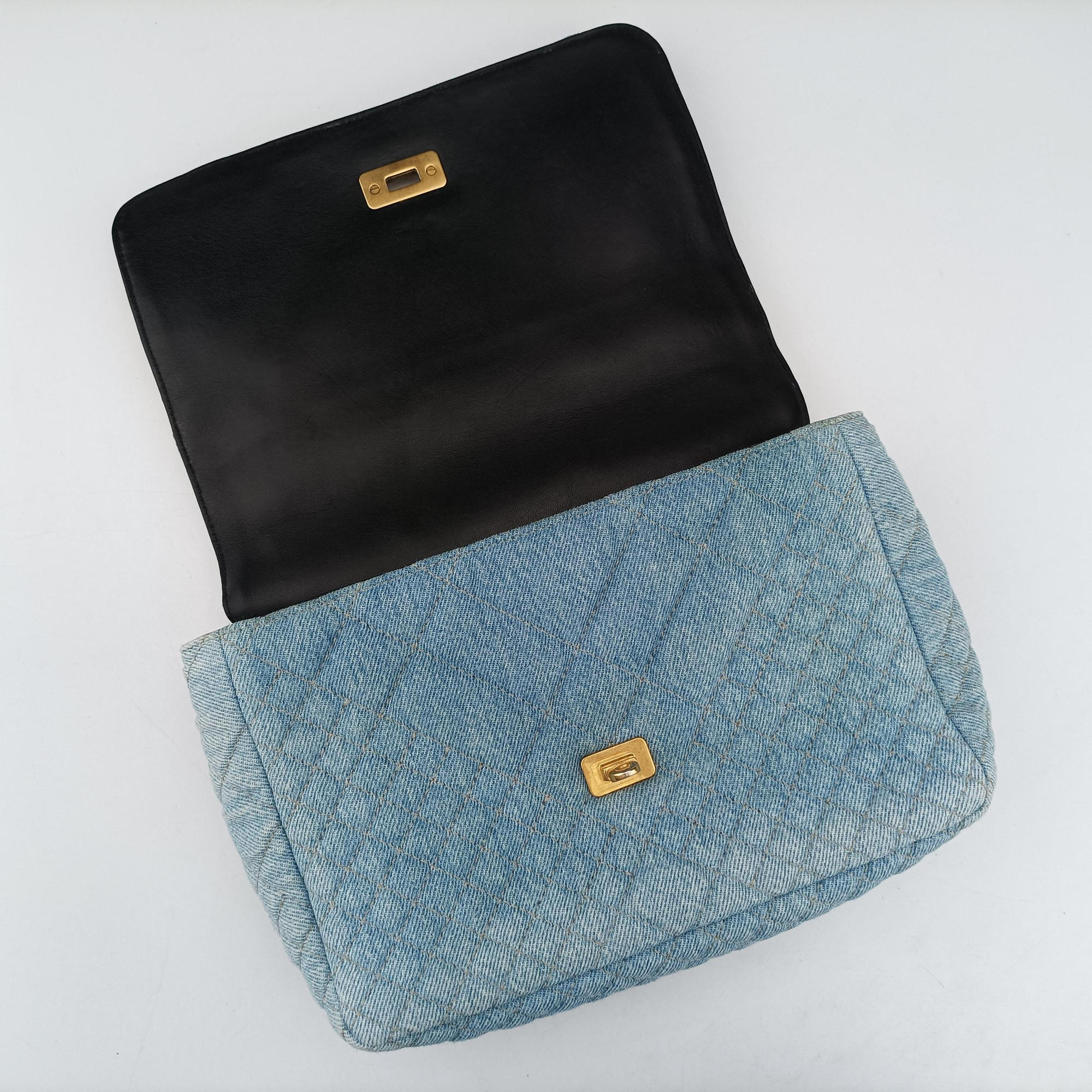 Pre-owned VERSACE Baroque Medusa blue×Multicolour denim  shoulderbag | stylenewstar