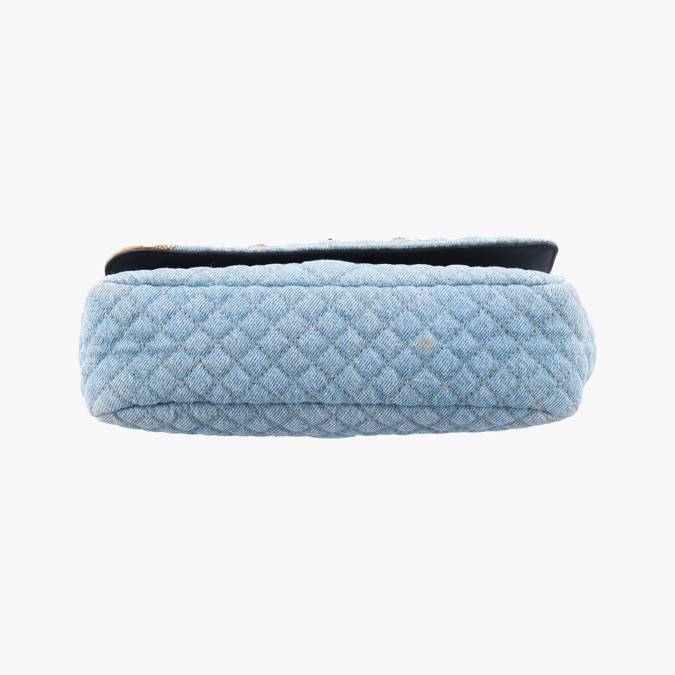Pre-owned VERSACE Baroque Medusa blue×Multicolour denim  shoulderbag | stylenewstar