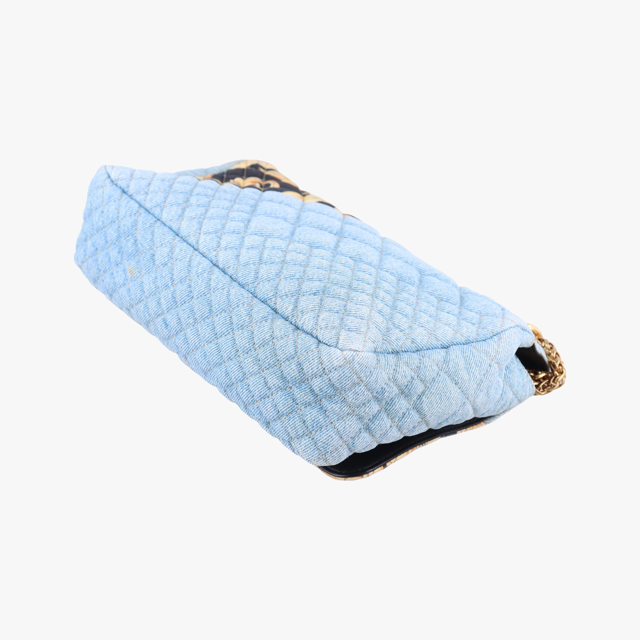 Pre-owned VERSACE Baroque Medusa blue×Multicolour denim  shoulderbag | stylenewstar