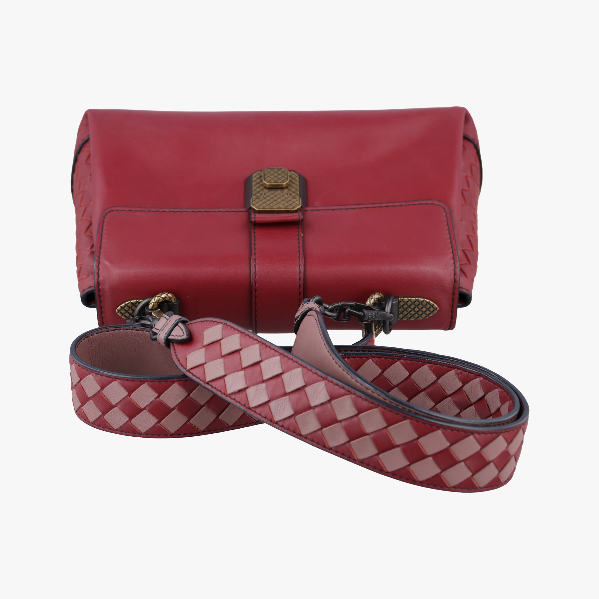 Pre-owned Bottega Veneta Piazza Red leather  shoulderbag | stylenewstar