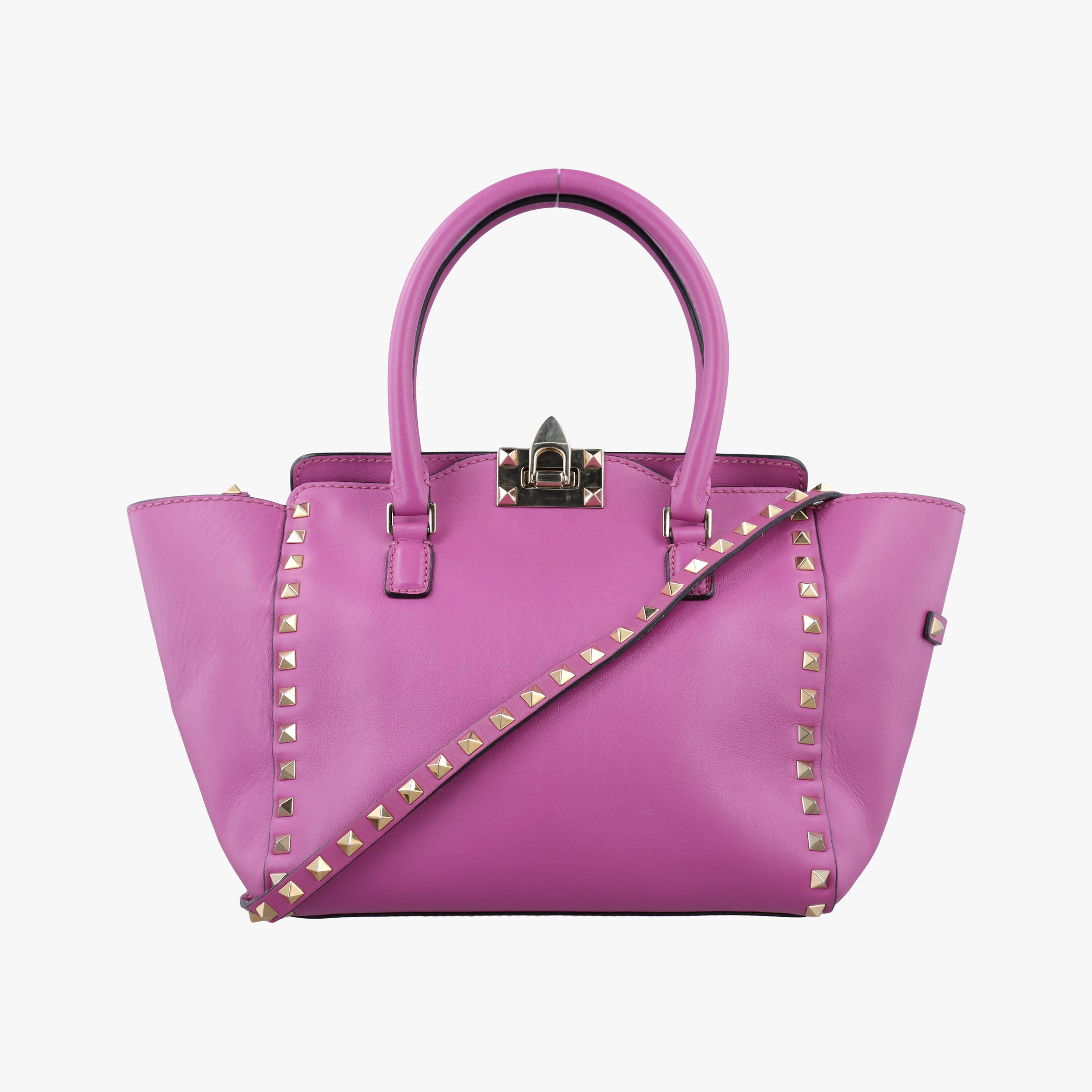 Pre-owned Valentino Rockstud purple Leather  shoulderbag | stylenewstar