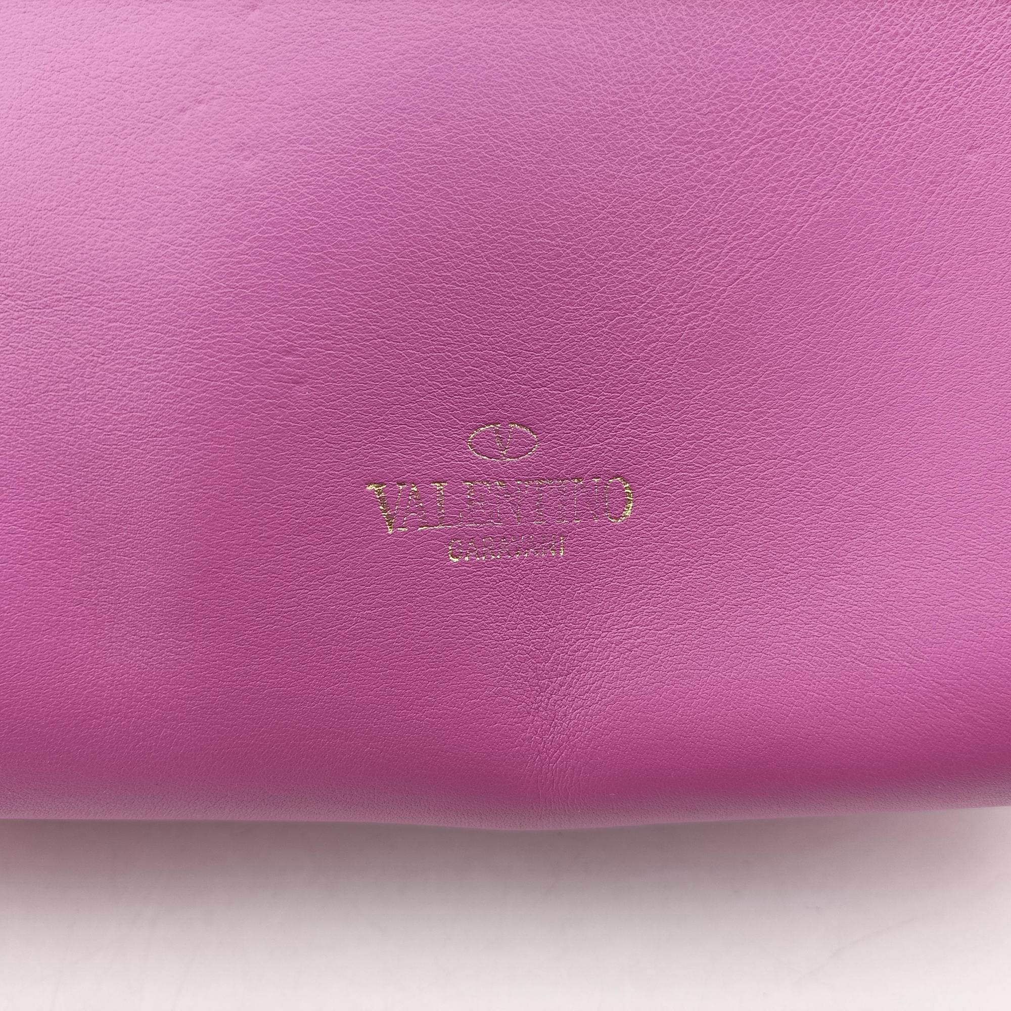 Pre-owned Valentino Rockstud purple Leather  shoulderbag | stylenewstar