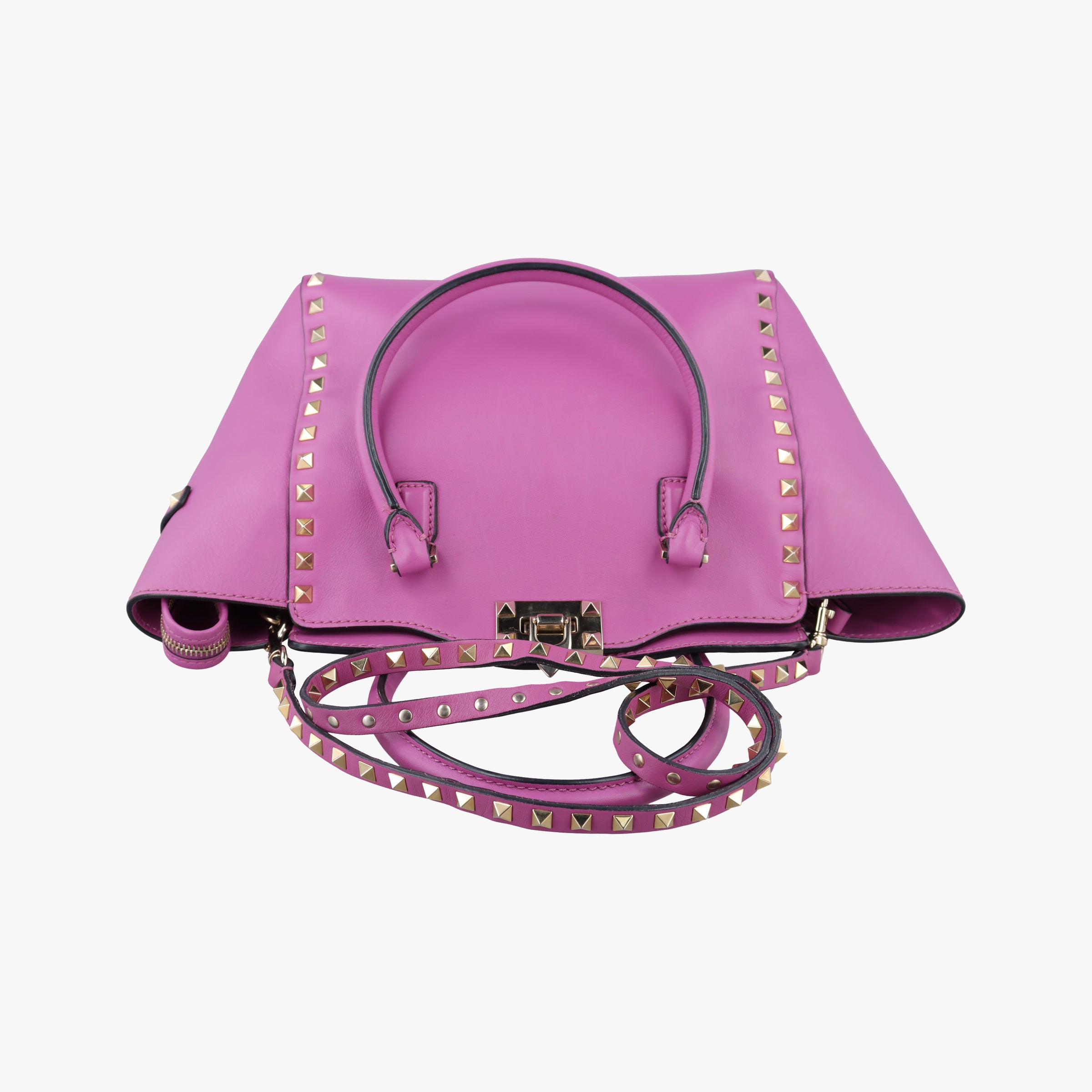 Pre-owned Valentino Rockstud purple Leather  shoulderbag | stylenewstar
