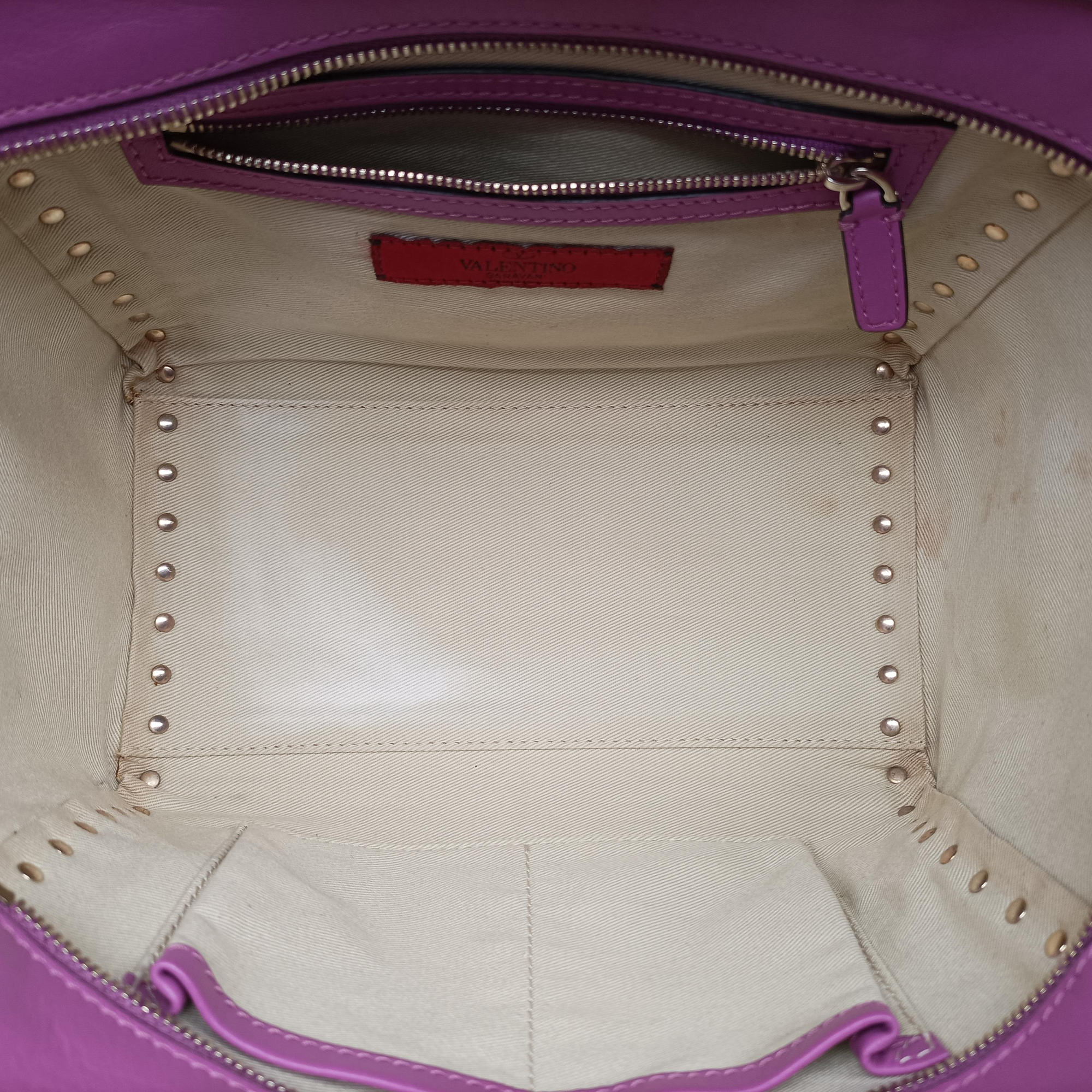 Pre-owned Valentino Rockstud purple Leather  shoulderbag | stylenewstar