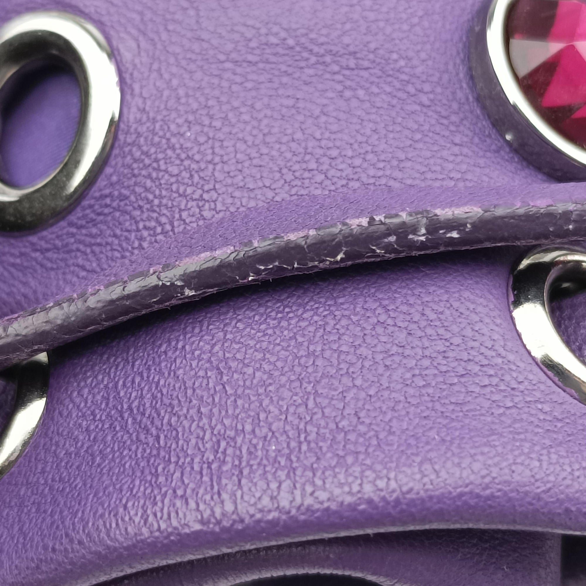 Pre-owned Miu Miu Grommet Mini Jewel Embellished Drawstring Bucket Purple lambskin  shoulderbag | stylenewstar