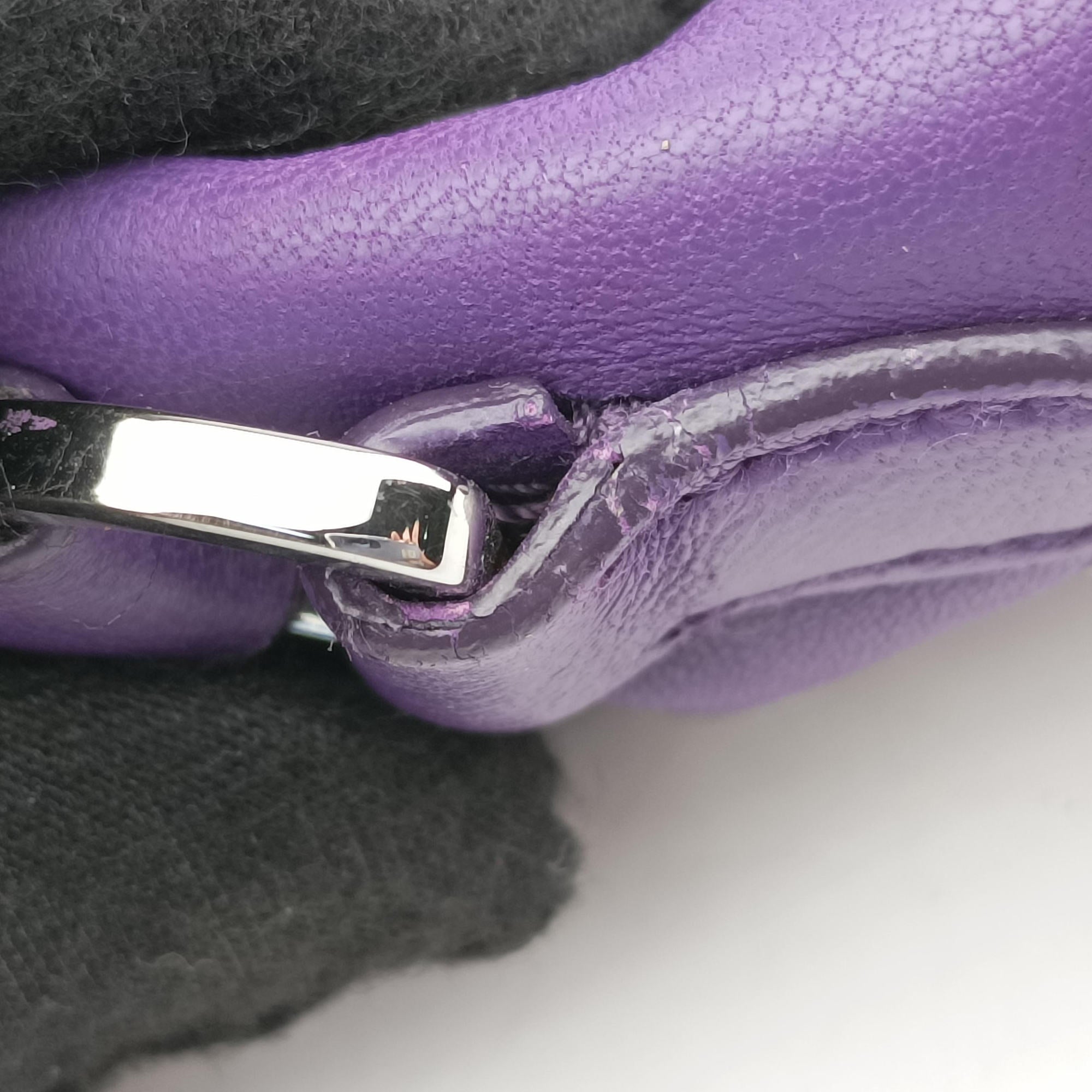 Pre-owned Miu Miu Grommet Mini Jewel Embellished Drawstring Bucket Purple lambskin  shoulderbag | stylenewstar