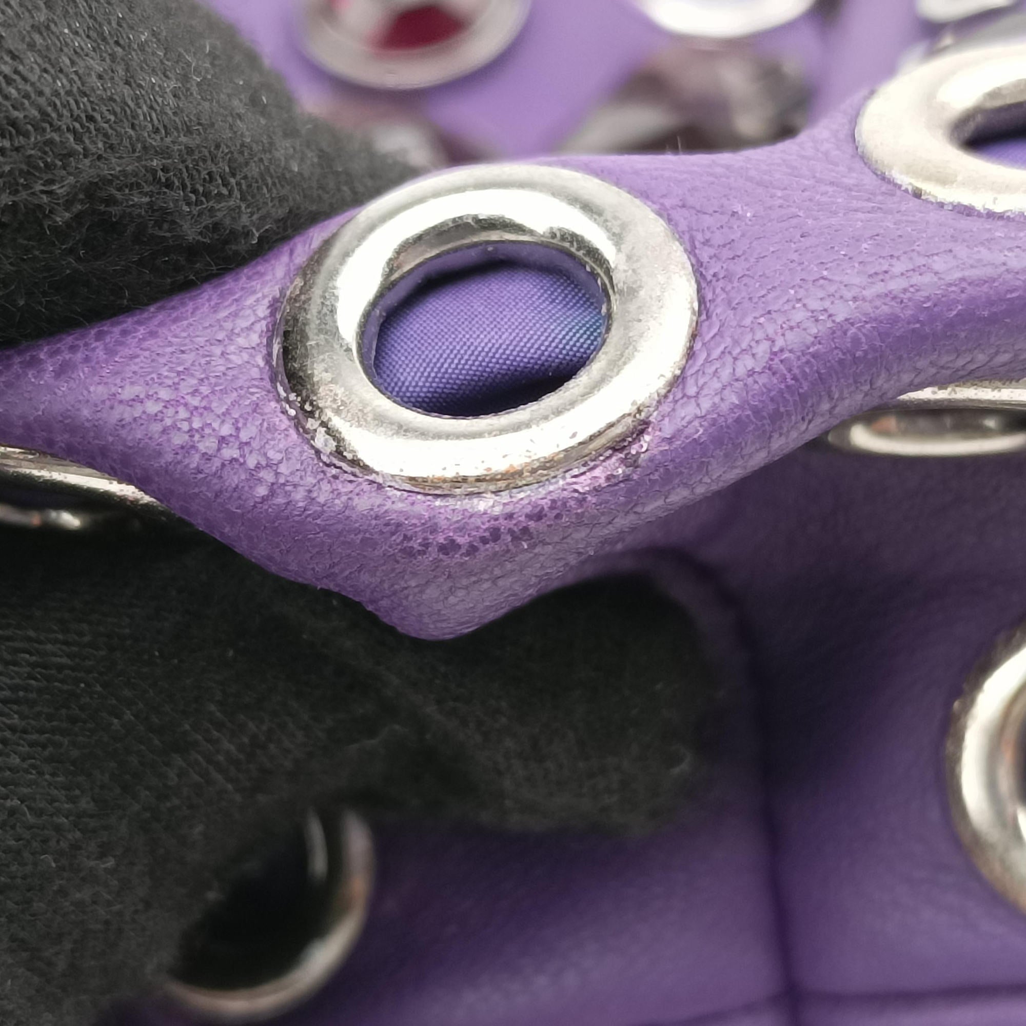 Pre-owned Miu Miu Grommet Mini Jewel Embellished Drawstring Bucket Purple lambskin  shoulderbag | stylenewstar