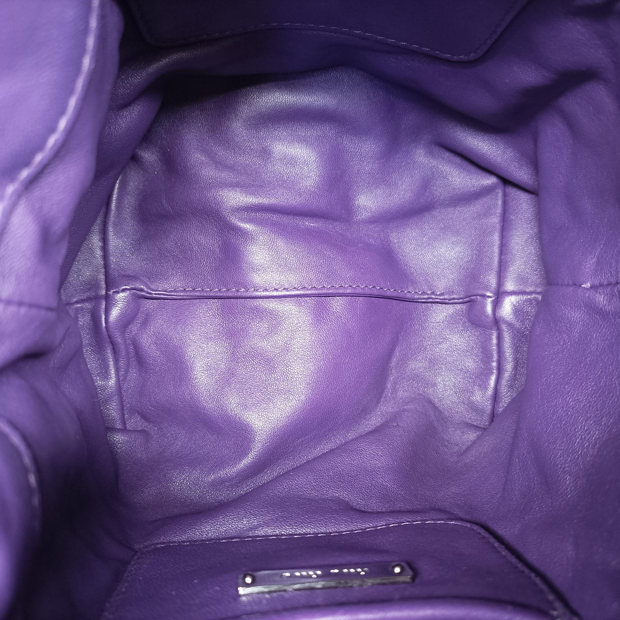 Pre-owned Miu Miu Grommet Mini Jewel Embellished Drawstring Bucket Purple lambskin  shoulderbag | stylenewstar
