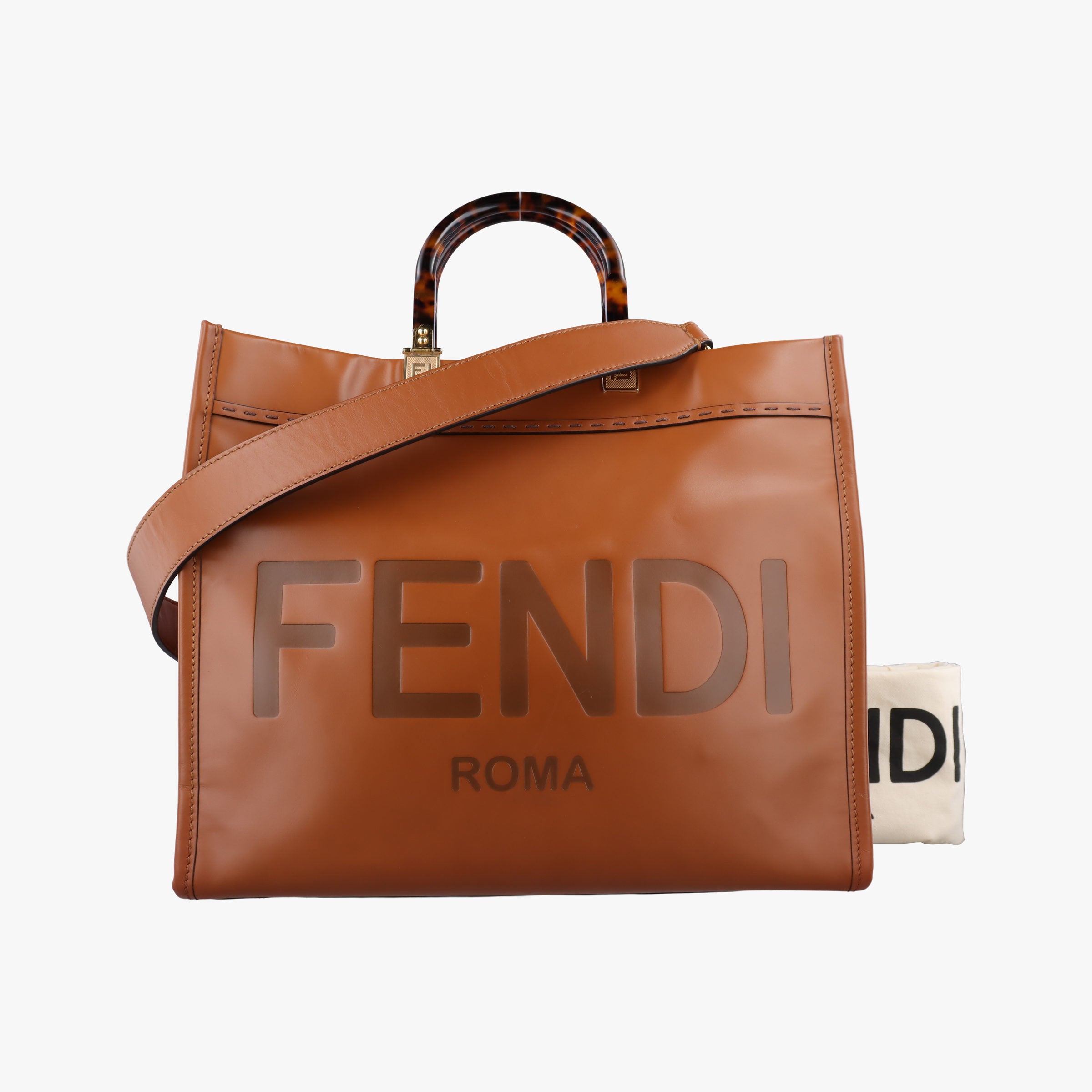 Pre-owned Fendi Sunshine Brown Leather 8BH372 shoulderbag | stylenewstar