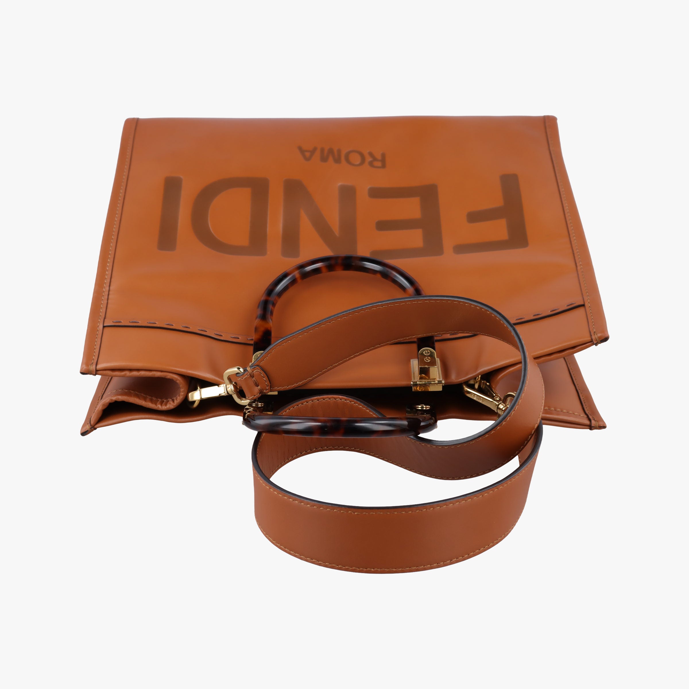 Pre-owned Fendi Sunshine Brown Leather 8BH372 shoulderbag | stylenewstar