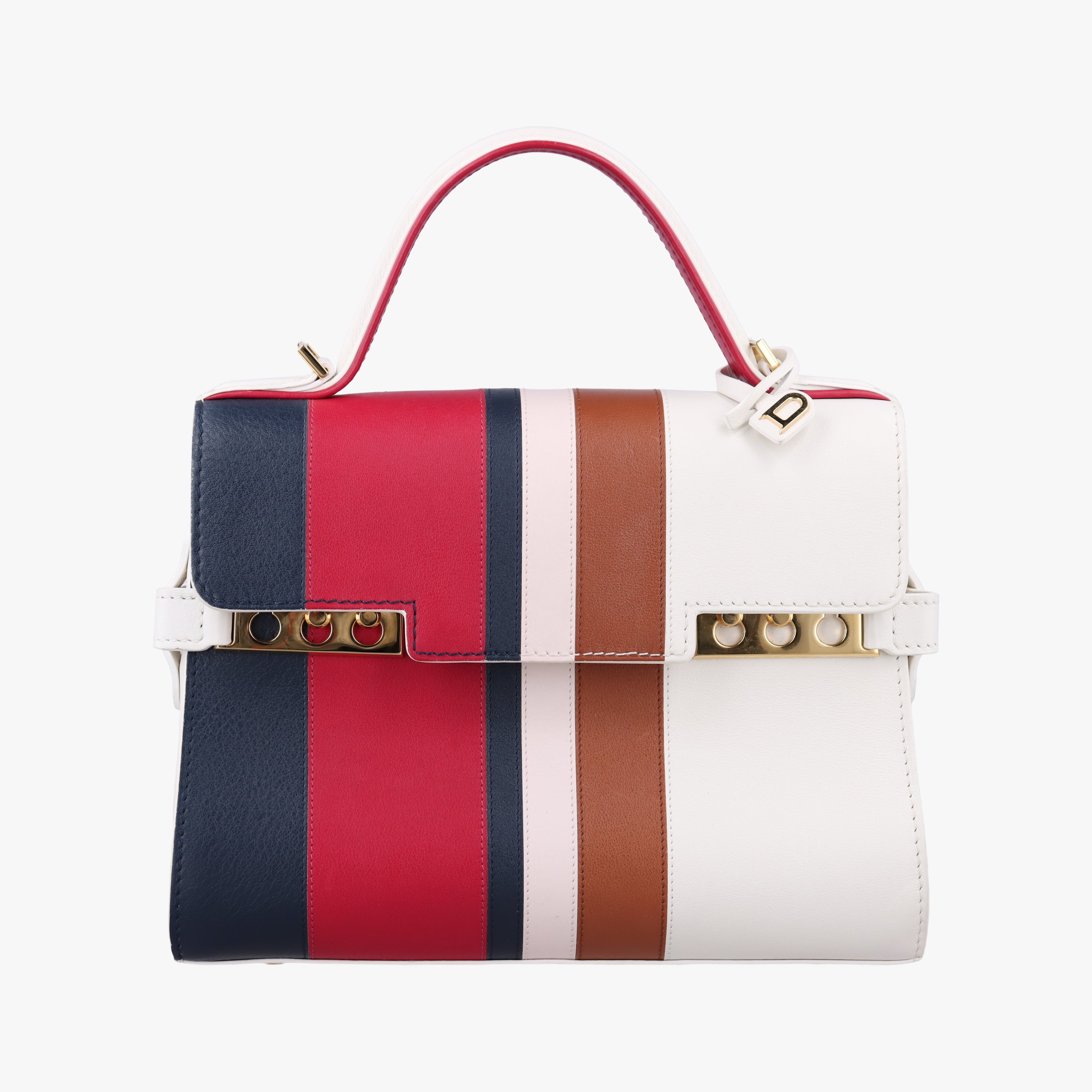 Pre-owned Delvaux Tempete White xNavy x Red x Brown leather  handbag | stylenewstar
