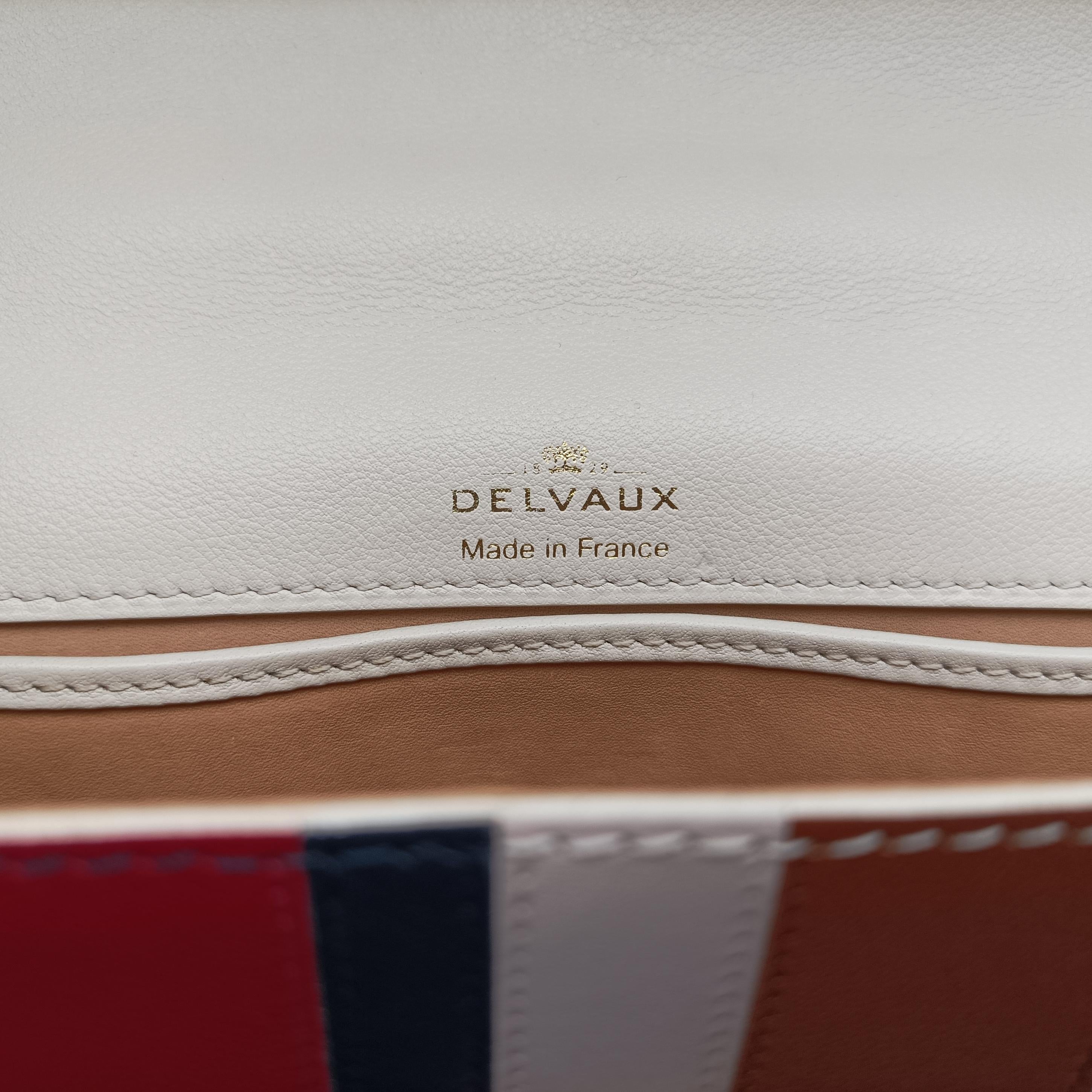 Pre-owned Delvaux Tempete White xNavy x Red x Brown leather  handbag | stylenewstar