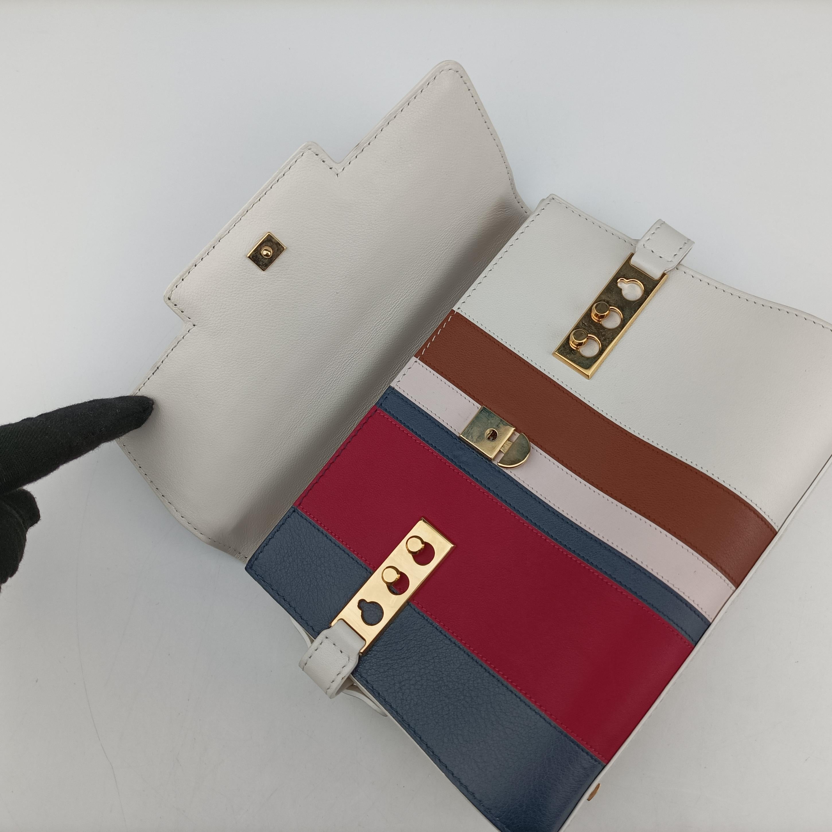 Pre-owned Delvaux Tempete White xNavy x Red x Brown leather  handbag | stylenewstar