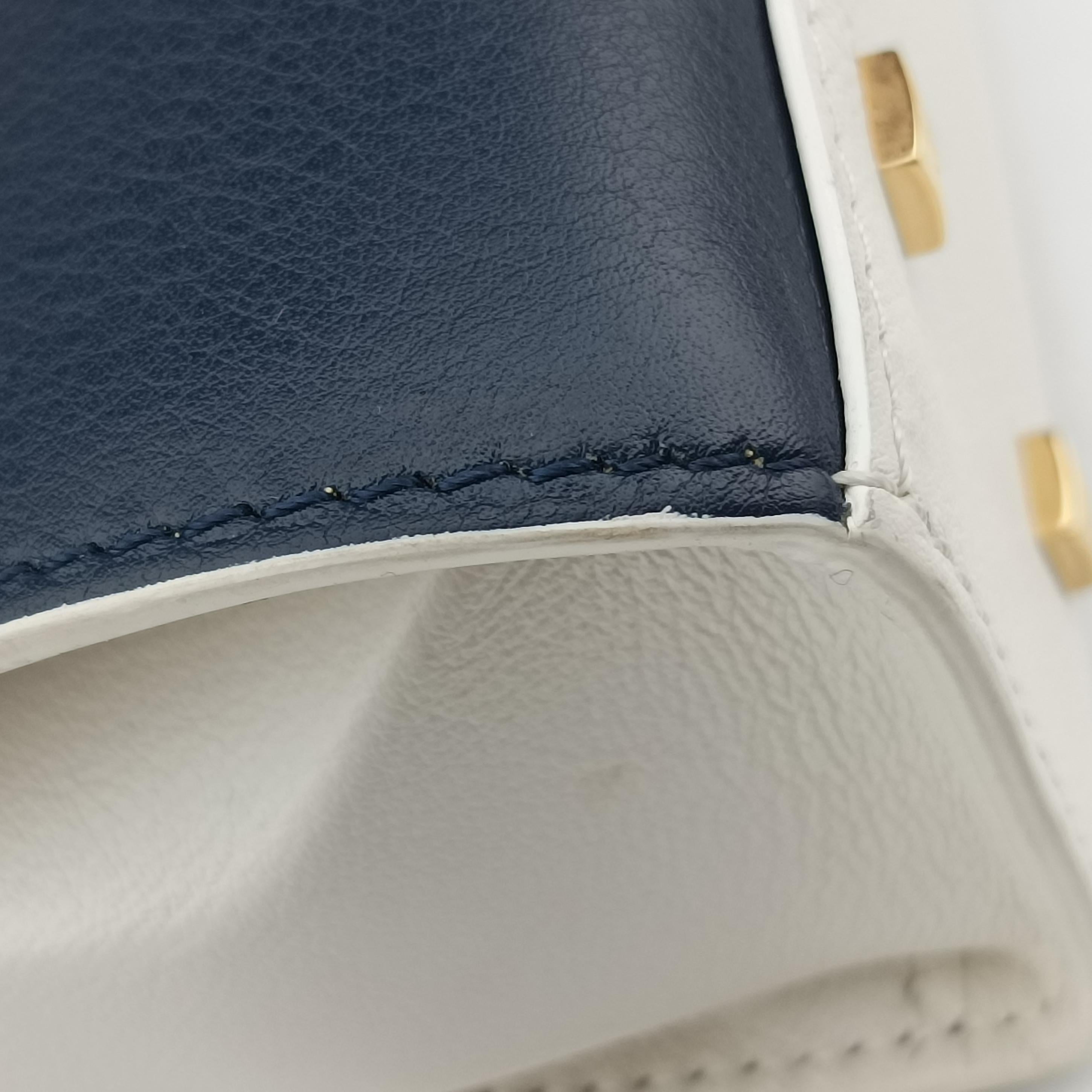 Pre-owned Delvaux Tempete White xNavy x Red x Brown leather  handbag | stylenewstar