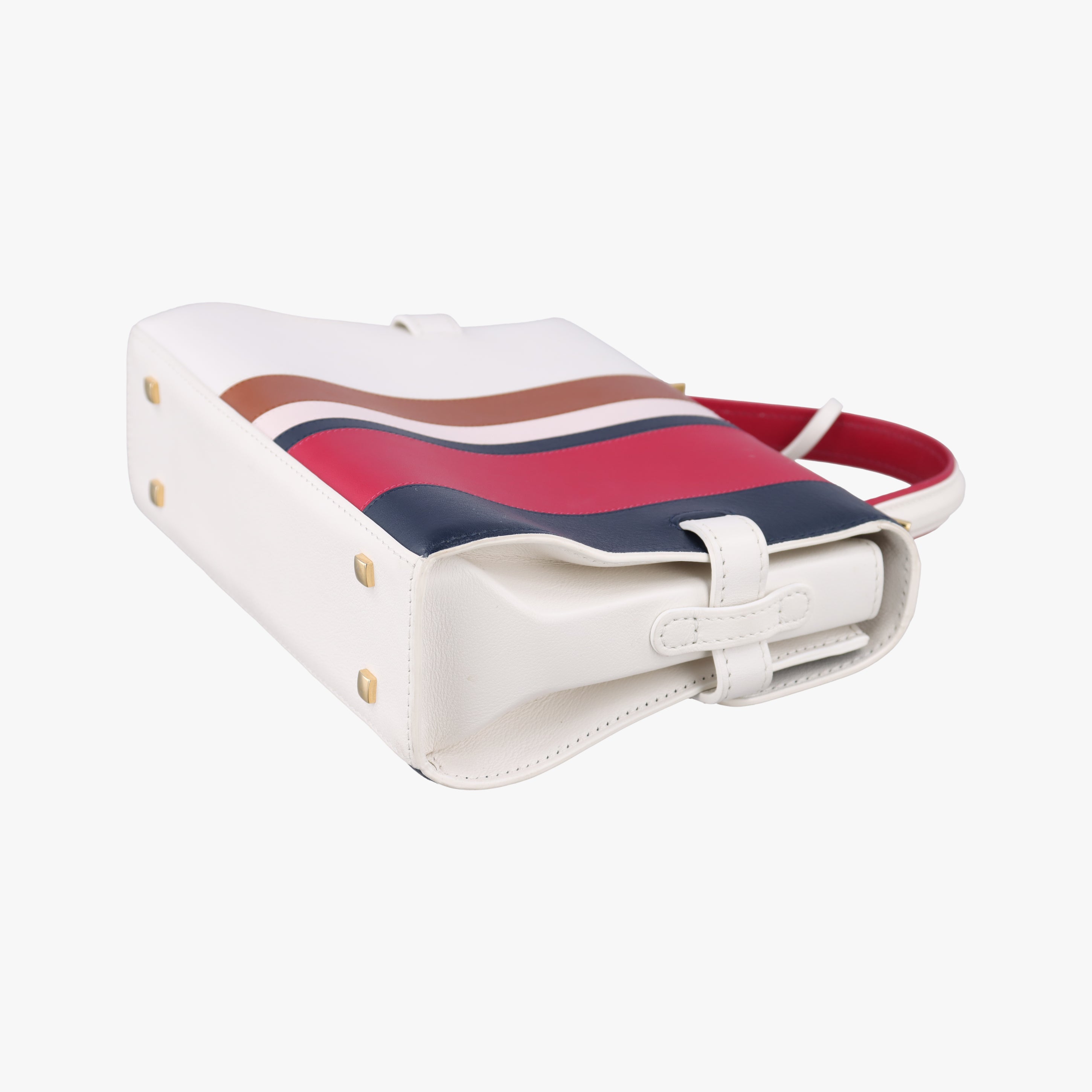 Pre-owned Delvaux Tempete White xNavy x Red x Brown leather  handbag | stylenewstar