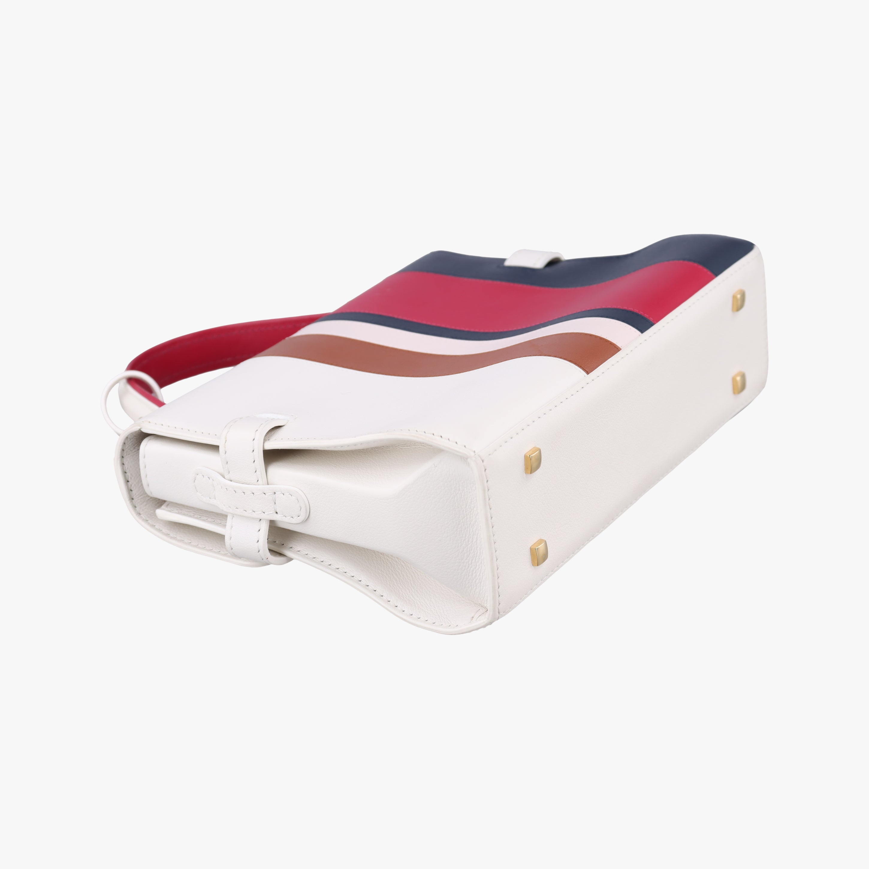 Pre-owned Delvaux Tempete White xNavy x Red x Brown leather  handbag | stylenewstar