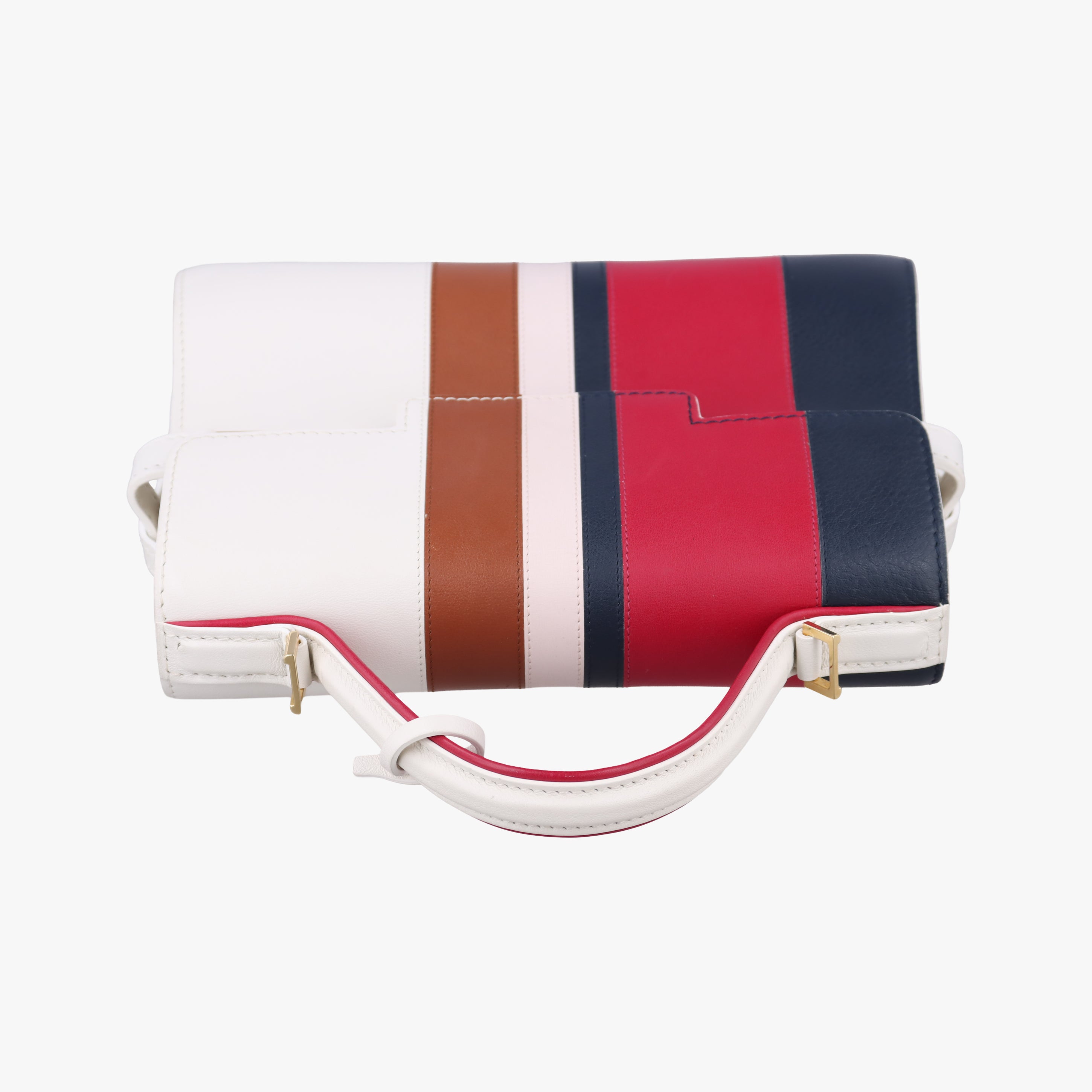 Pre-owned Delvaux Tempete White xNavy x Red x Brown leather  handbag | stylenewstar