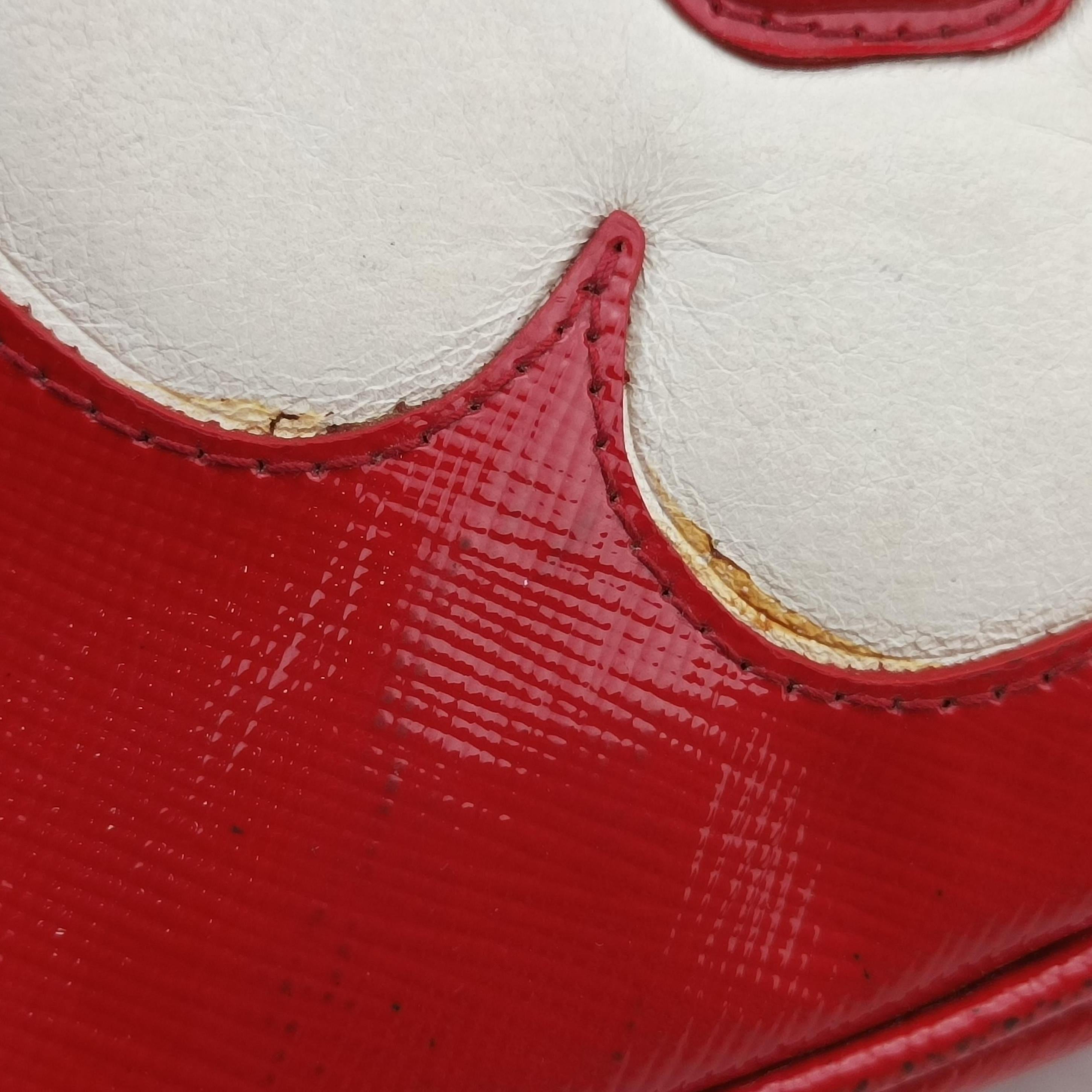 Secondhand Prada Flowers Vernice Red×White Patent BP610M shoulderbag | stylenewstar