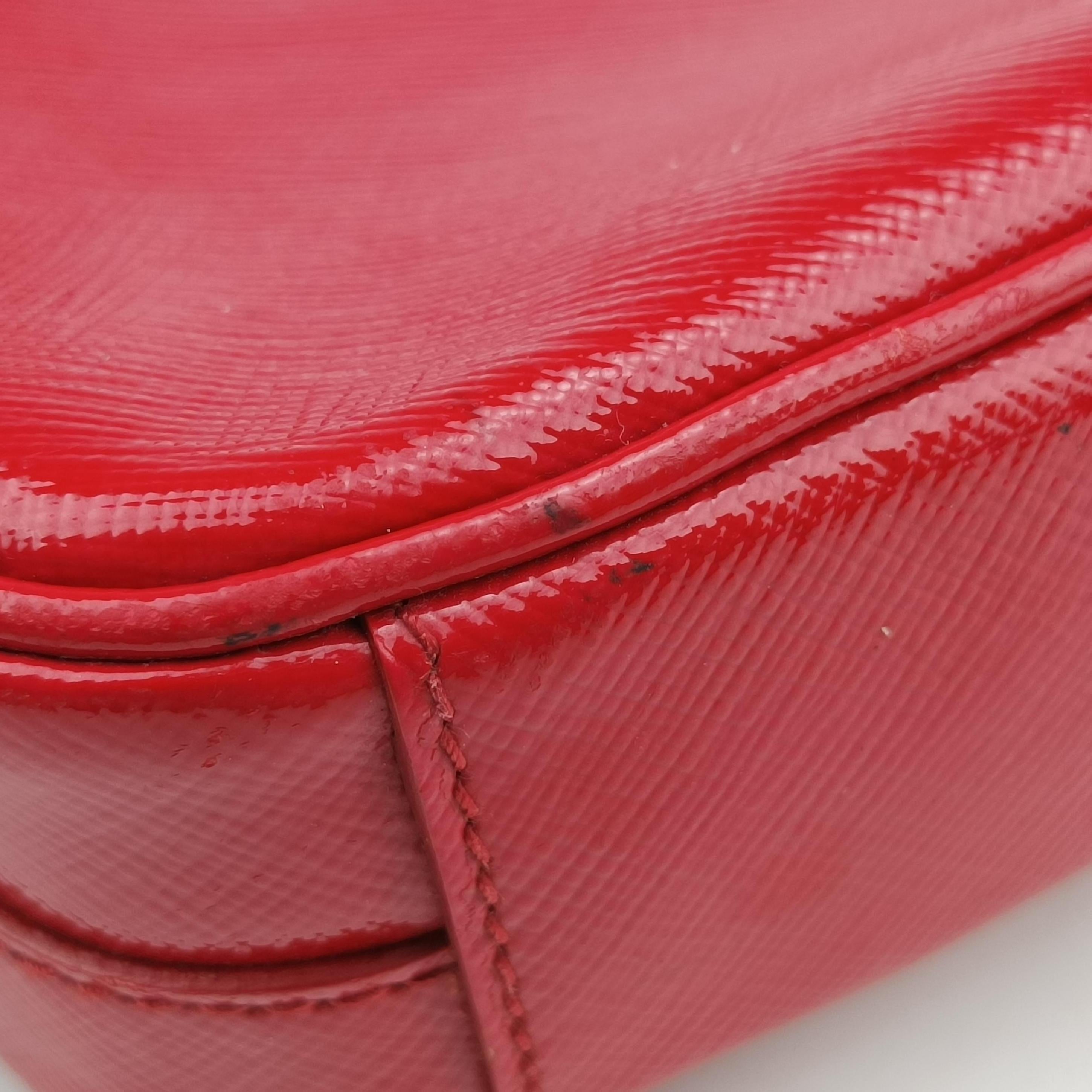 Secondhand Prada Flowers Vernice Red×White Patent BP610M shoulderbag | stylenewstar
