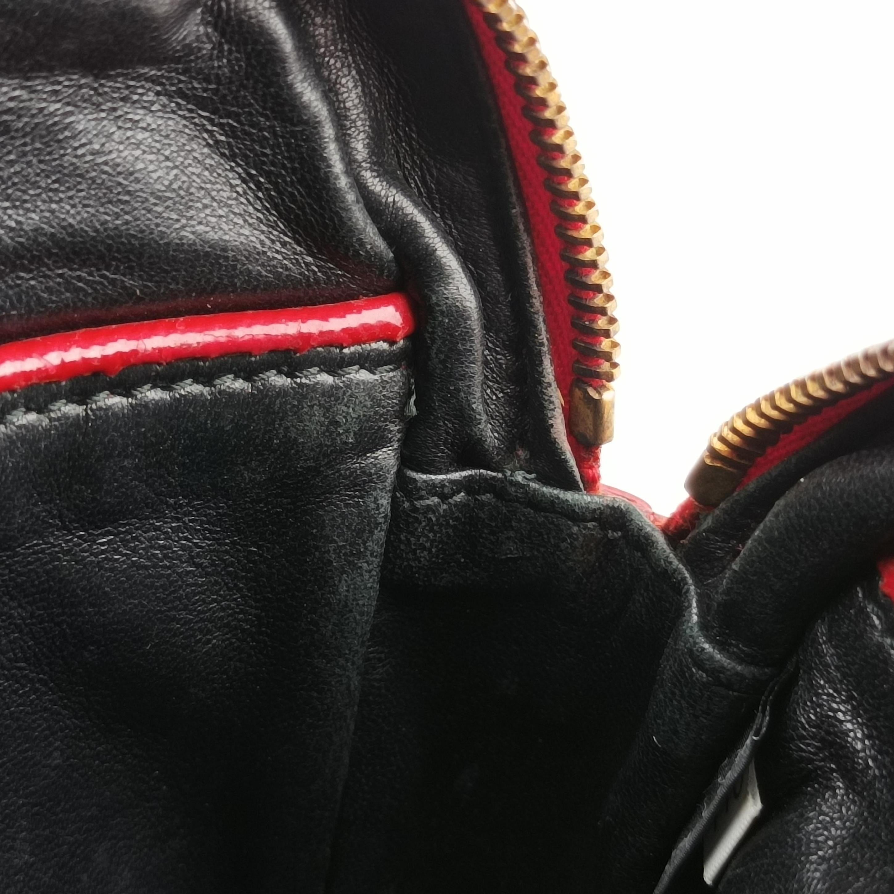 Secondhand Prada Flowers Vernice Red×White Patent BP610M shoulderbag | stylenewstar