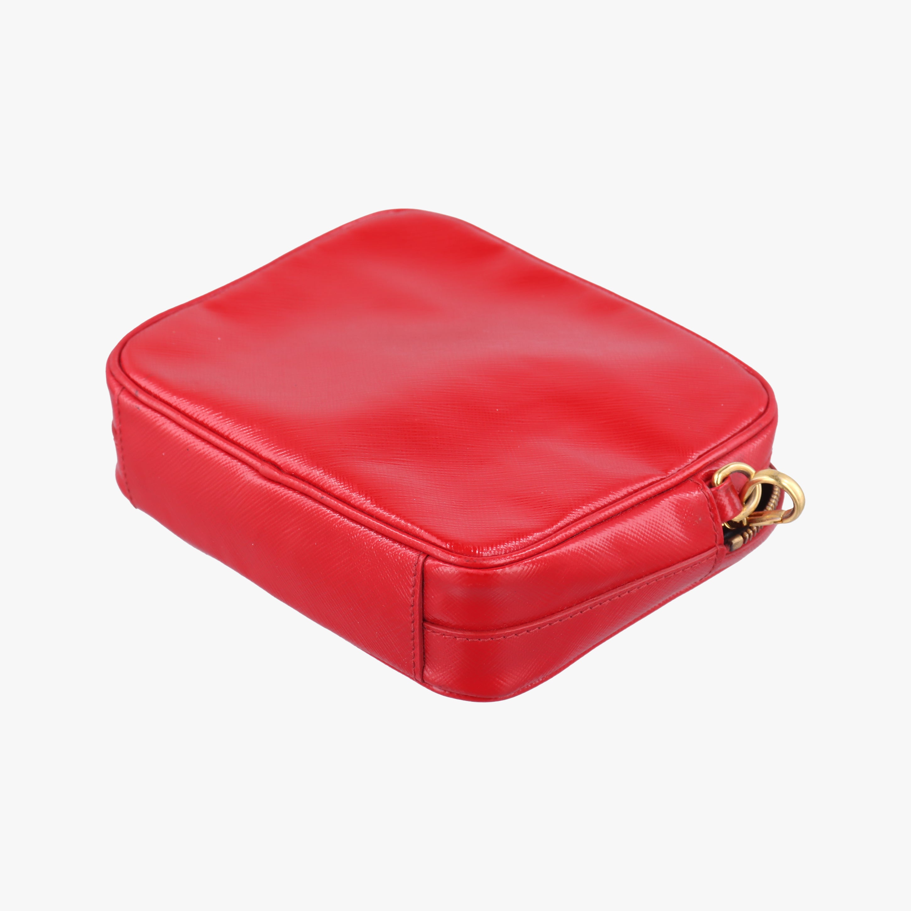 Secondhand Prada Flowers Vernice Red×White Patent BP610M shoulderbag | stylenewstar