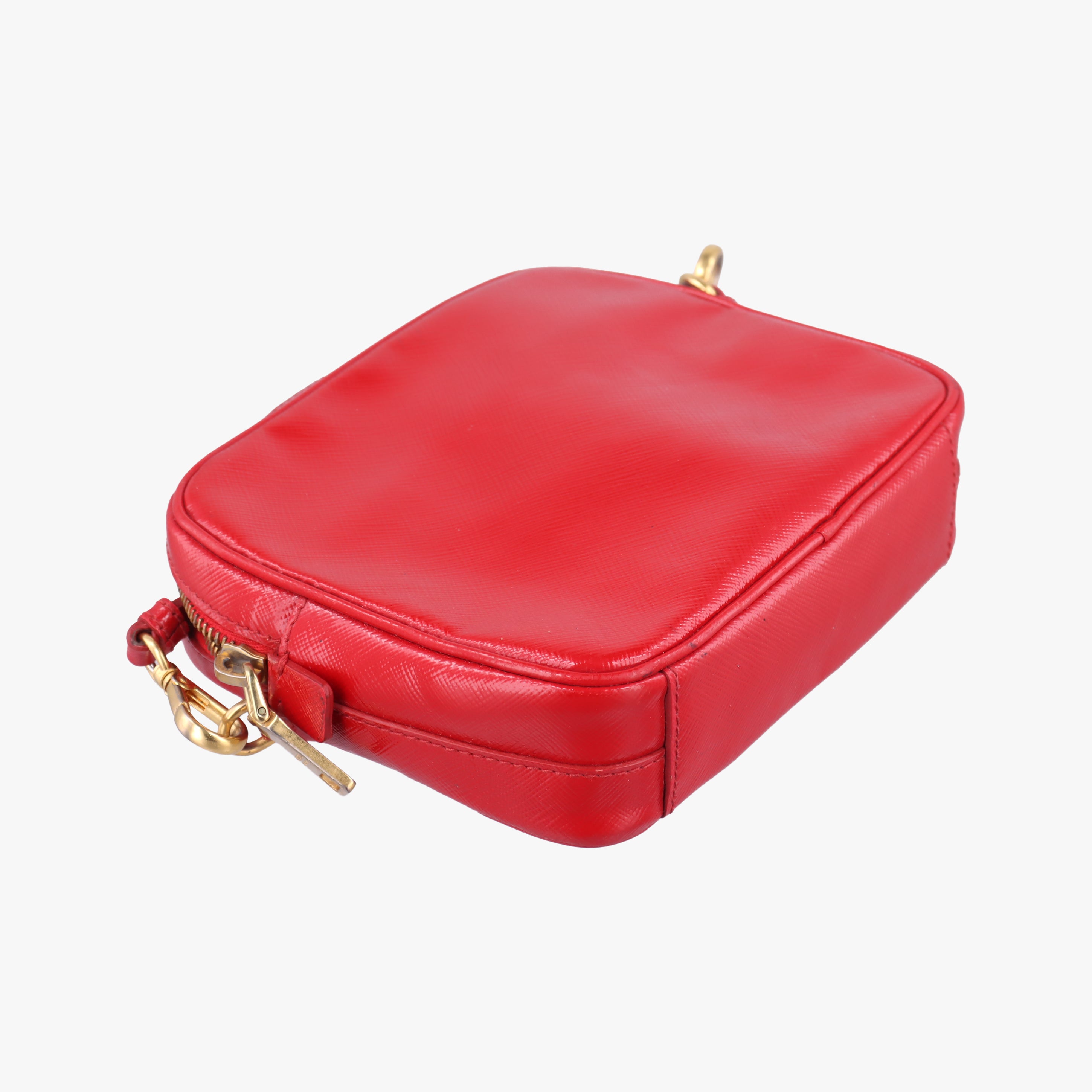 Secondhand Prada Flowers Vernice Red×White Patent BP610M shoulderbag | stylenewstar