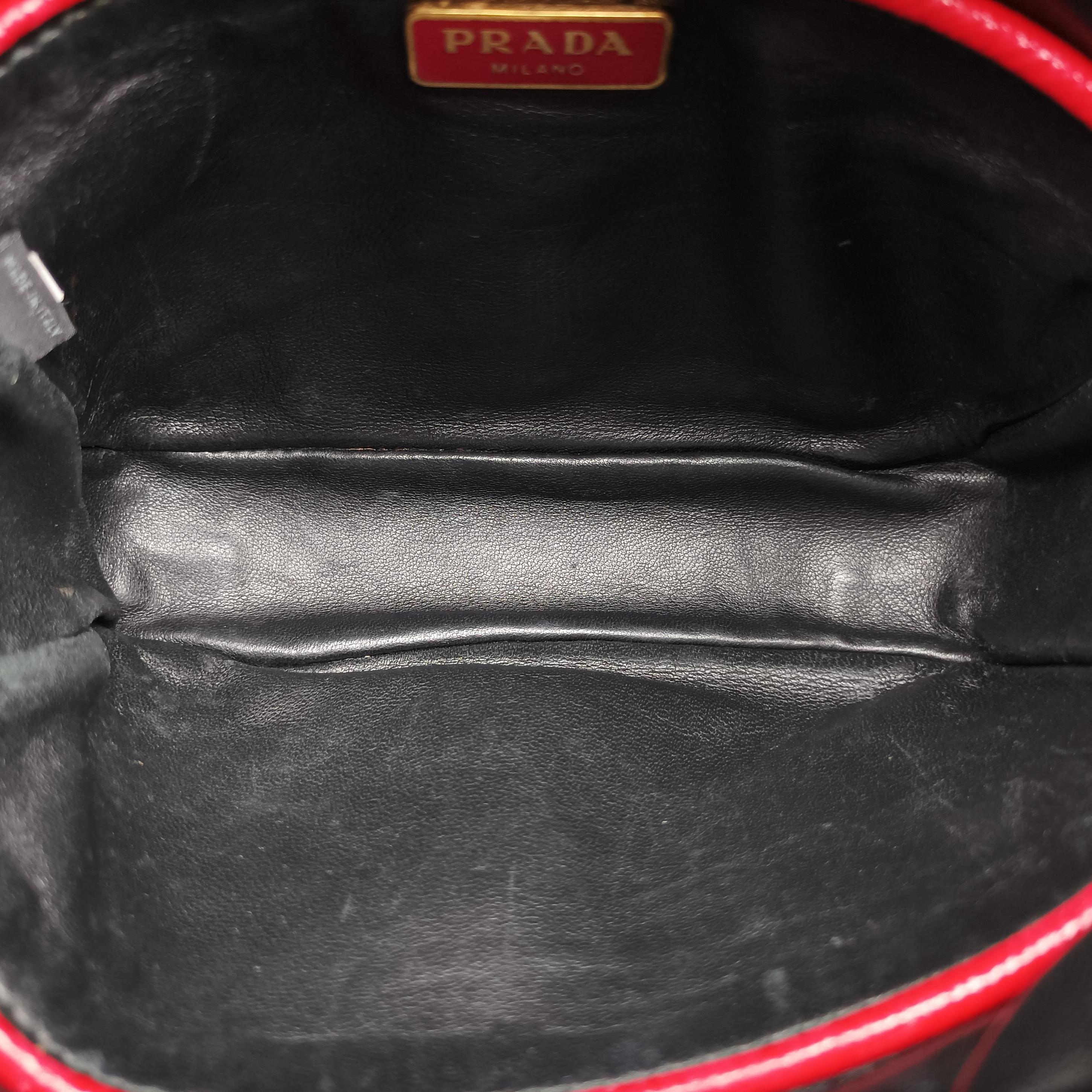 Secondhand Prada Flowers Vernice Red×White Patent BP610M shoulderbag | stylenewstar