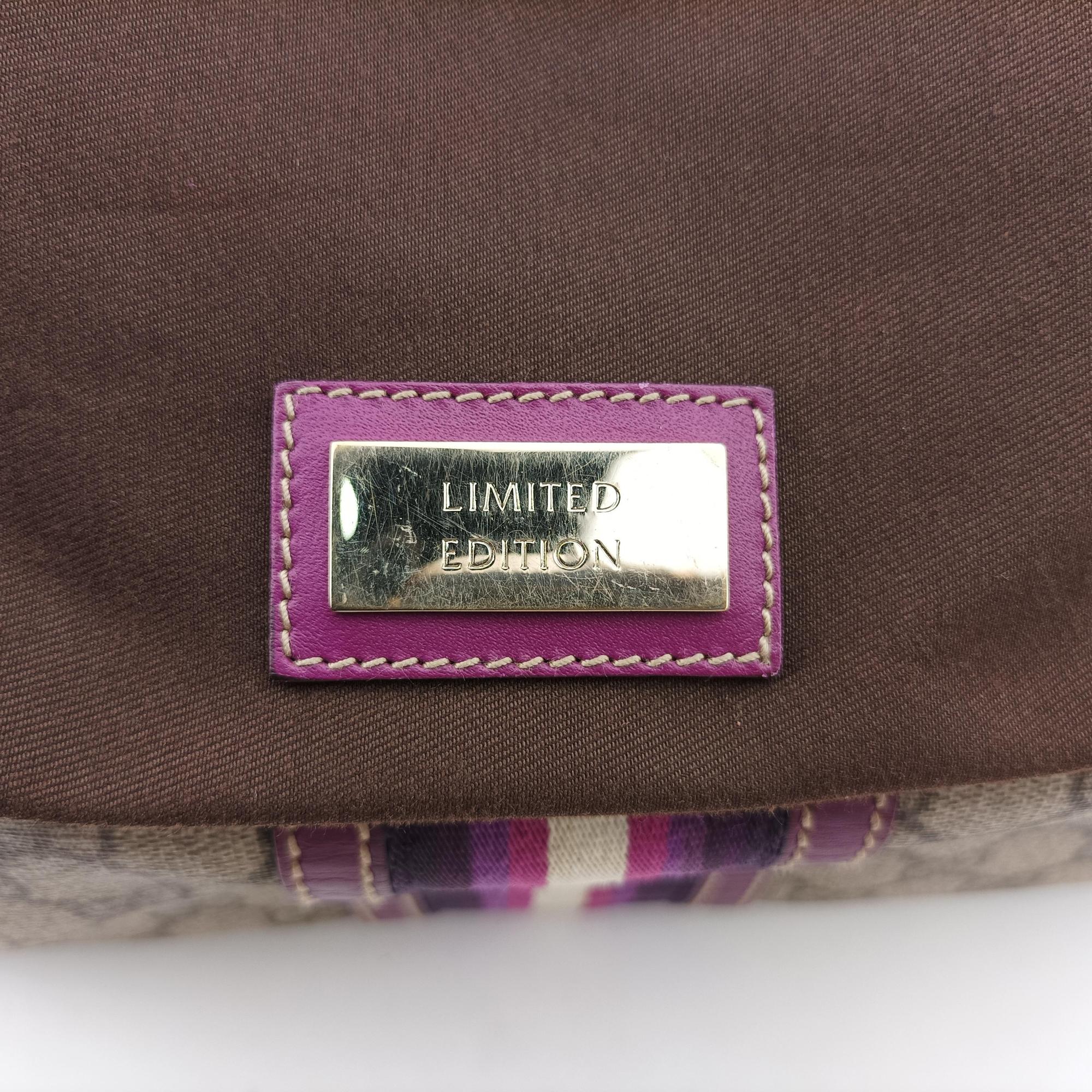 Pre-owned Gucci Web Joy GG Supreme beige×purple PVC coated canvas 189895 handbag | stylenewstar
