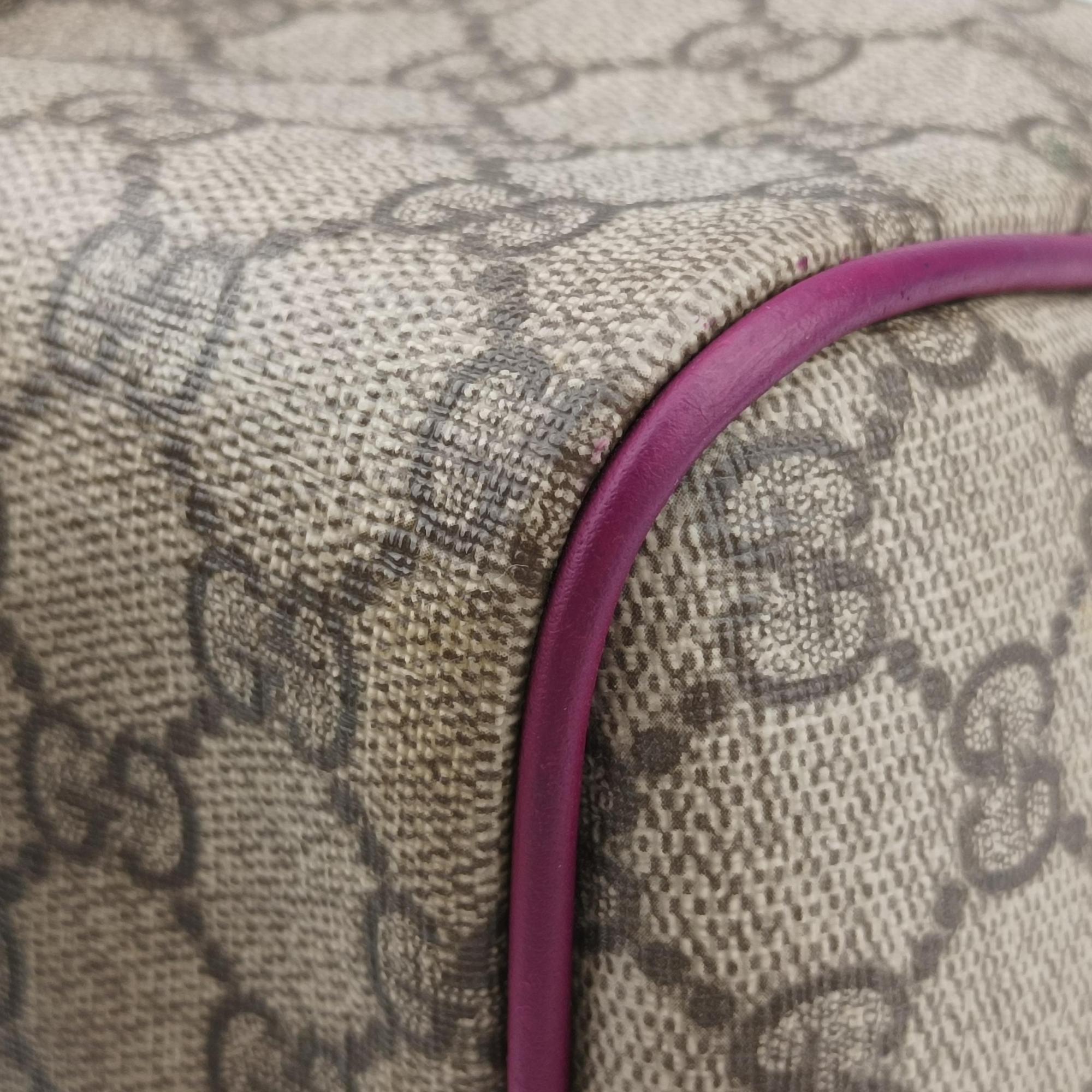 Pre-owned Gucci Web Joy GG Supreme beige×purple PVC coated canvas 189895 handbag | stylenewstar